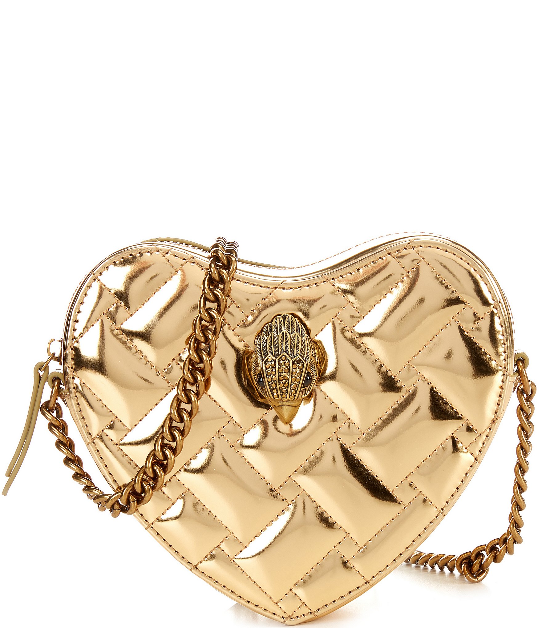 Kurt Geiger London Metallic Kensington Leather Gold Drench Heart ...