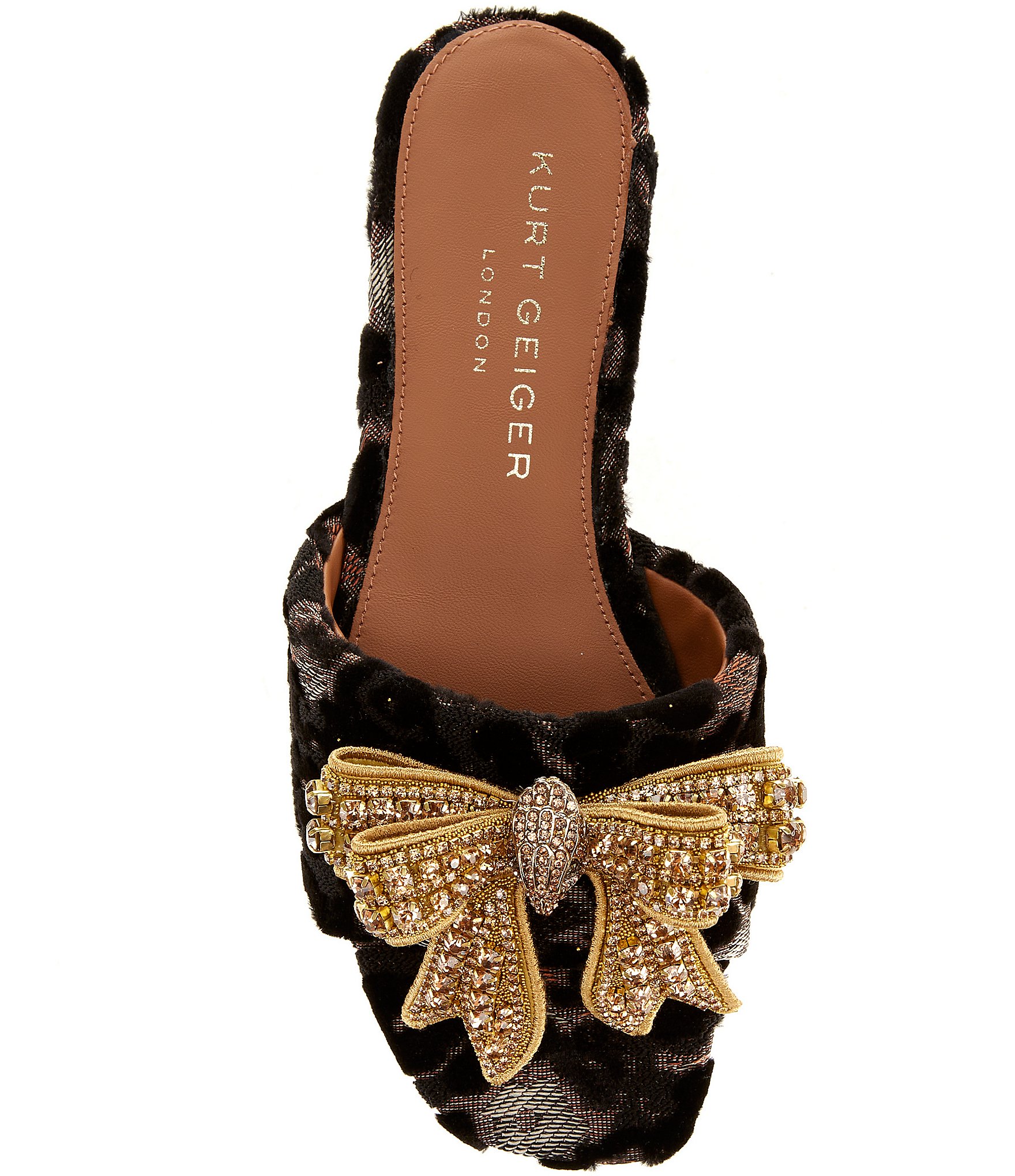Kurt Geiger London Kensington Crystal Embellished Bow Flat Slide Sandals