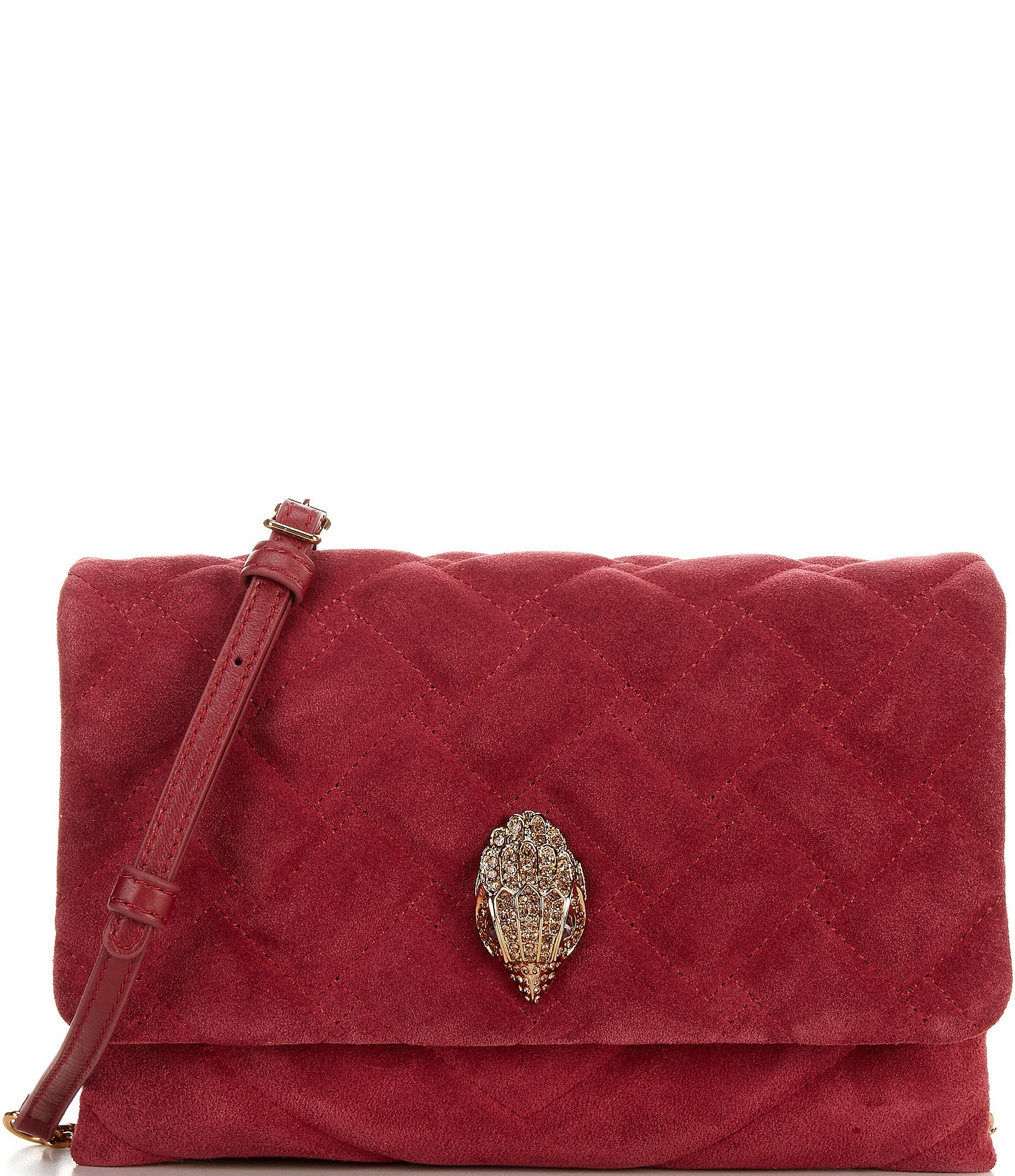 Kurt Geiger London Kensington Quilted Leather Duet Dark Red Crossbody Bag