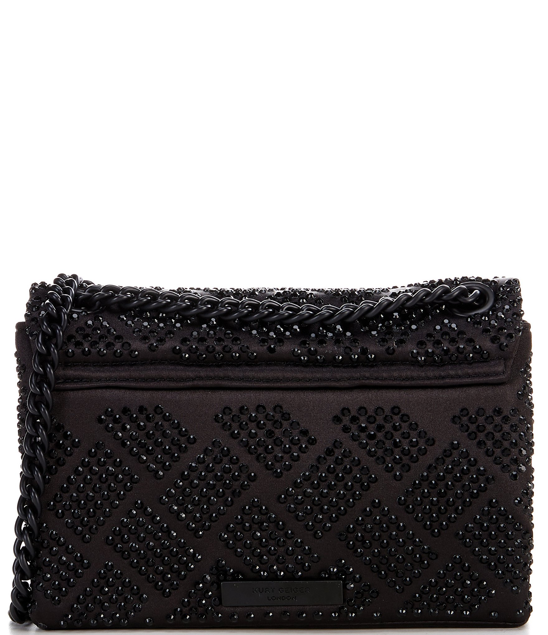 Kurt Geiger London Kensington Quilted Mini Black Tonal Rhinestone Crossbody Bag