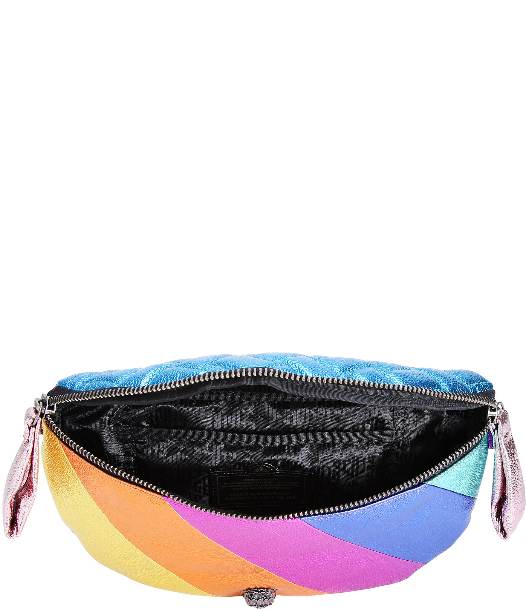 Kurt Geiger London Kensington Rainbow Metallic Striped Soft Belt Bag