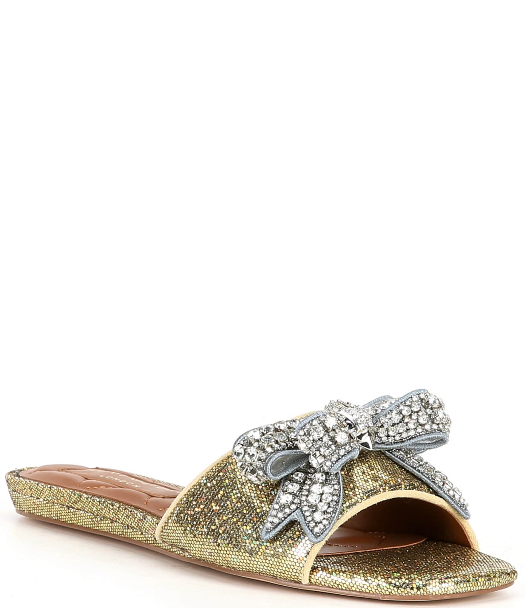 Kurt Geiger London Kensington Sequin Crystal Bow Flat Sandals | Dillard's