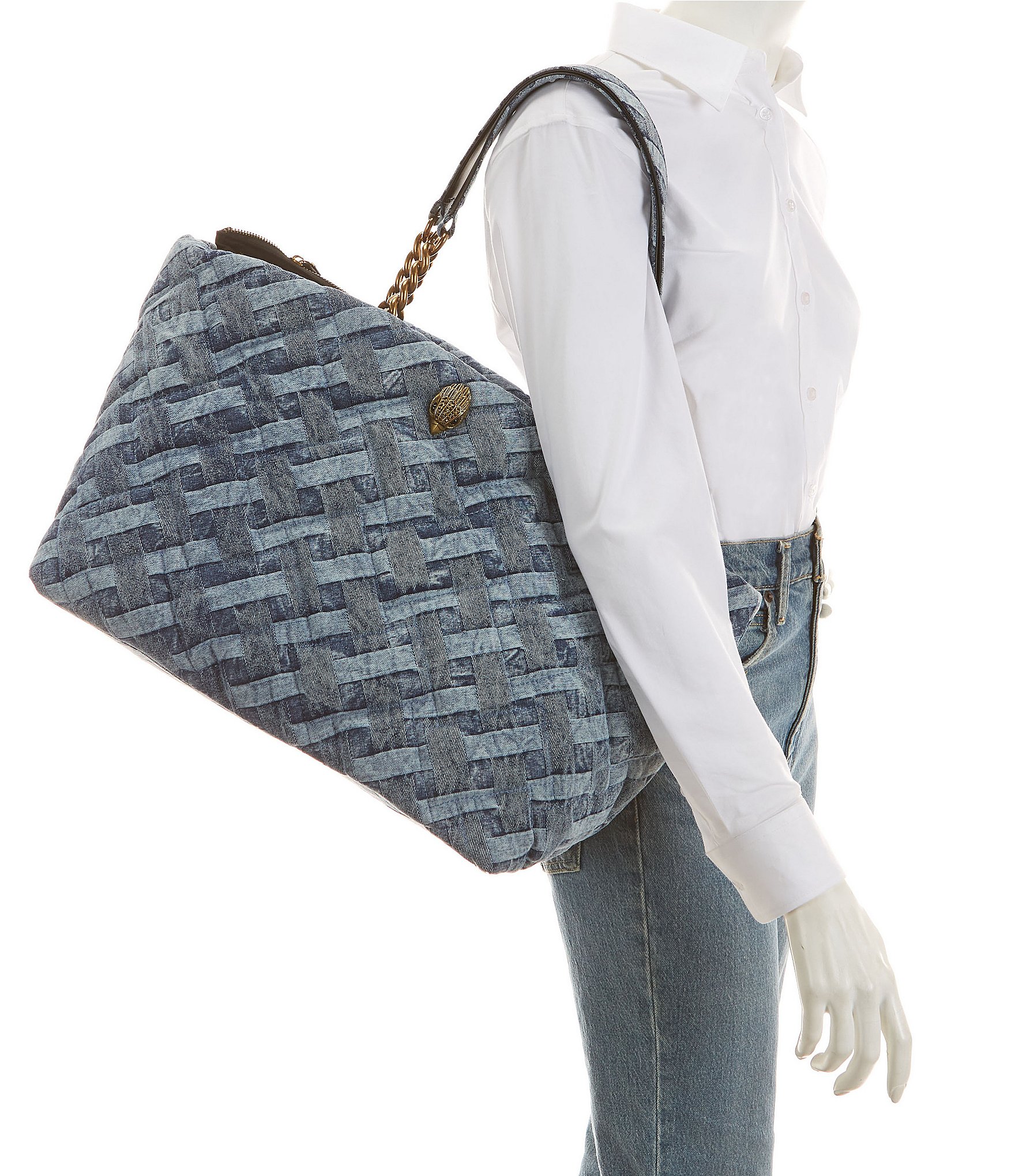 Kurt Geiger London Kensington Soft Denim Quilted Shopper Tote Bag