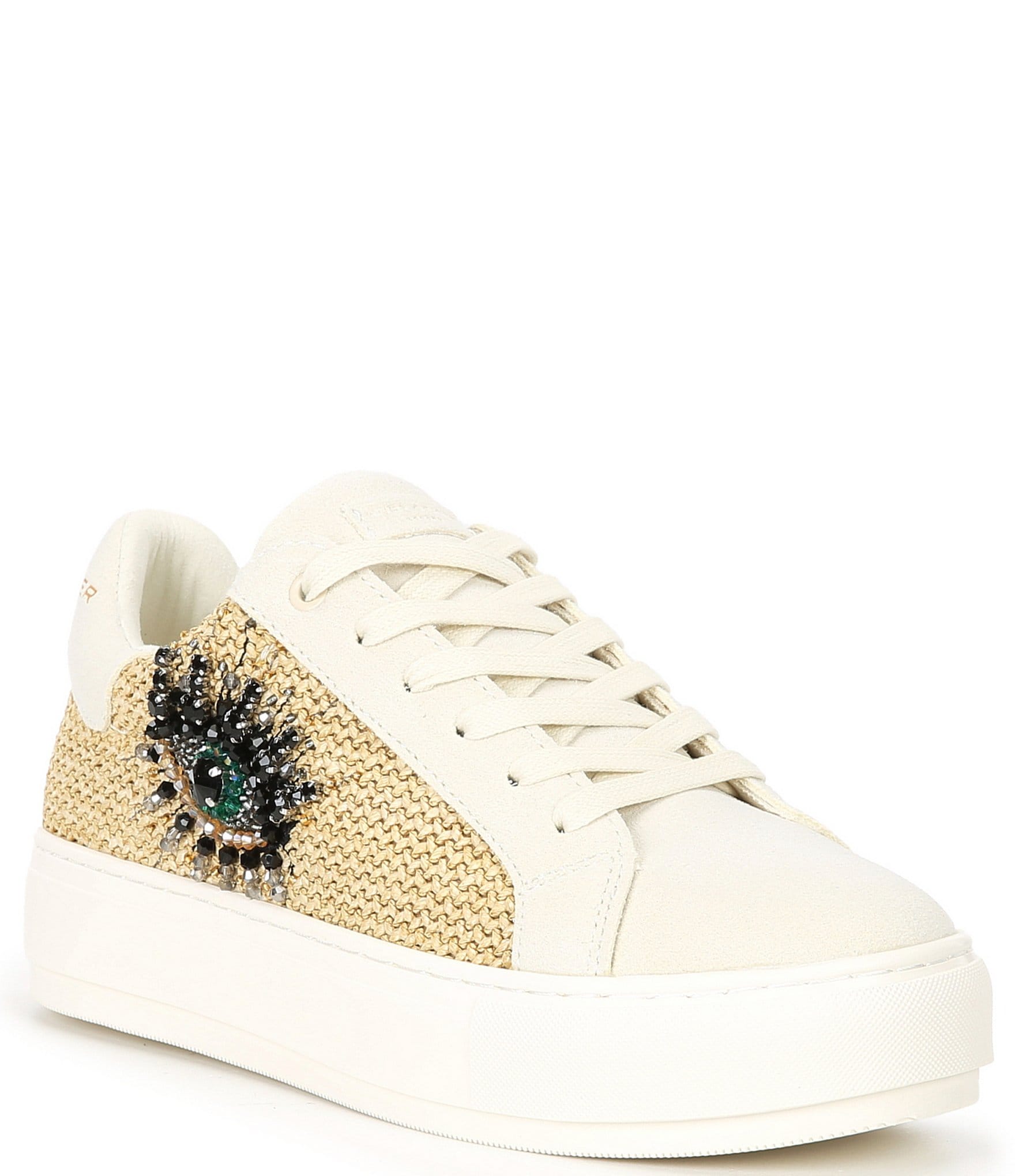 Kurt Geiger London Laney Bead Embellished Eye Raffia Sneakers | Dillard's