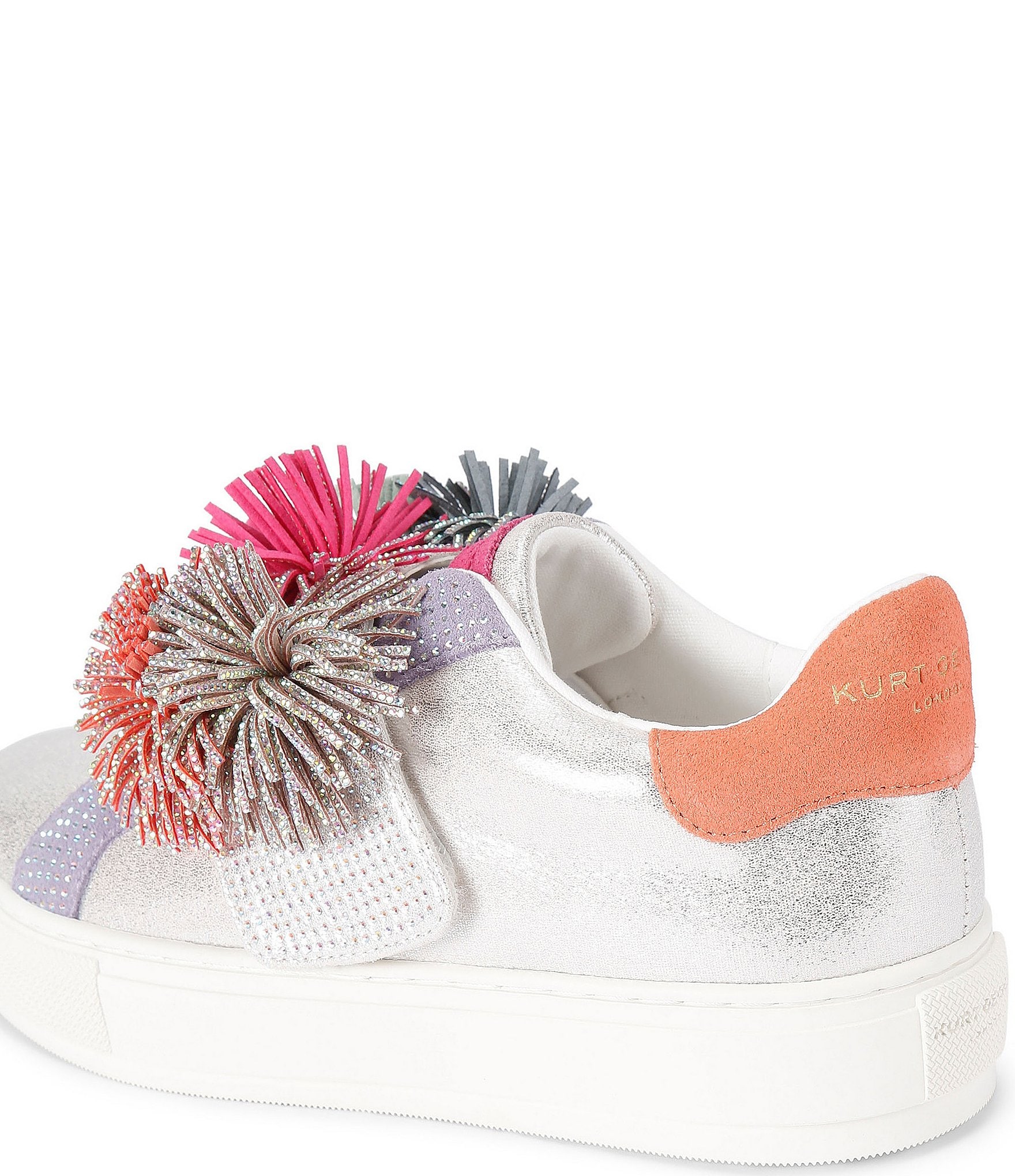 Kurt Geiger London Laney Metallic Embellished Suede Pom Pom Sneakers