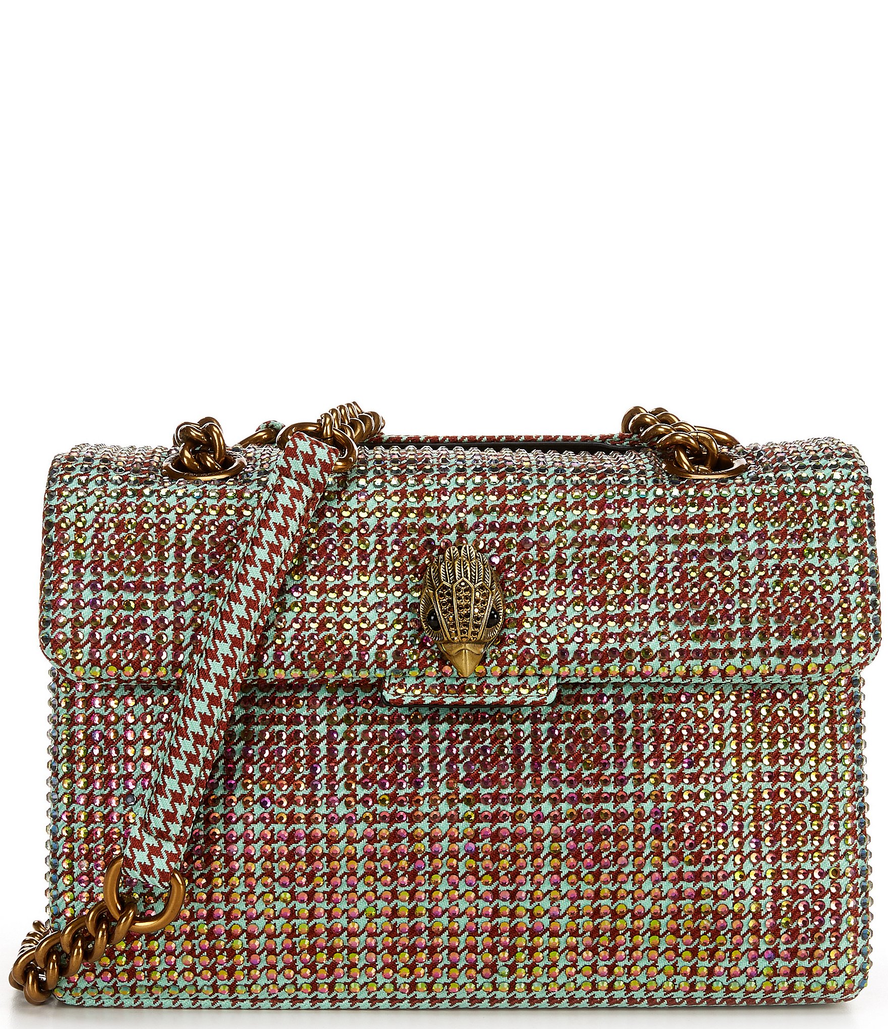 Kurt Geiger London Large Crystal Houndstooth Canvas Shoulder Bag ...