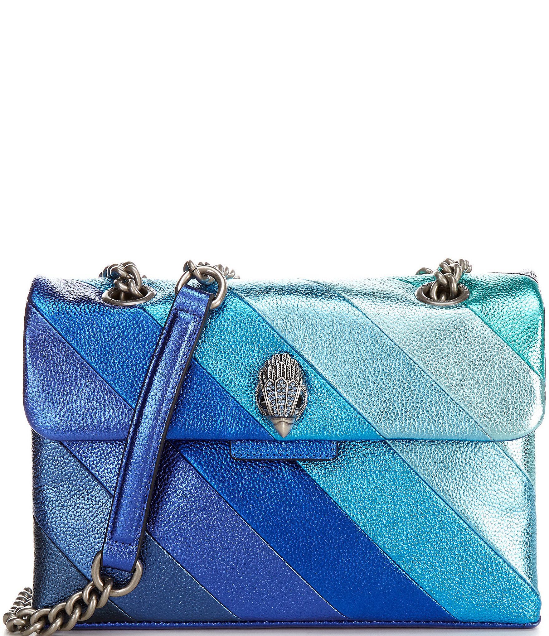 Kurt Geiger London Large Kensington Metallic Blue Striped Shoulder Bag |  Dillard's