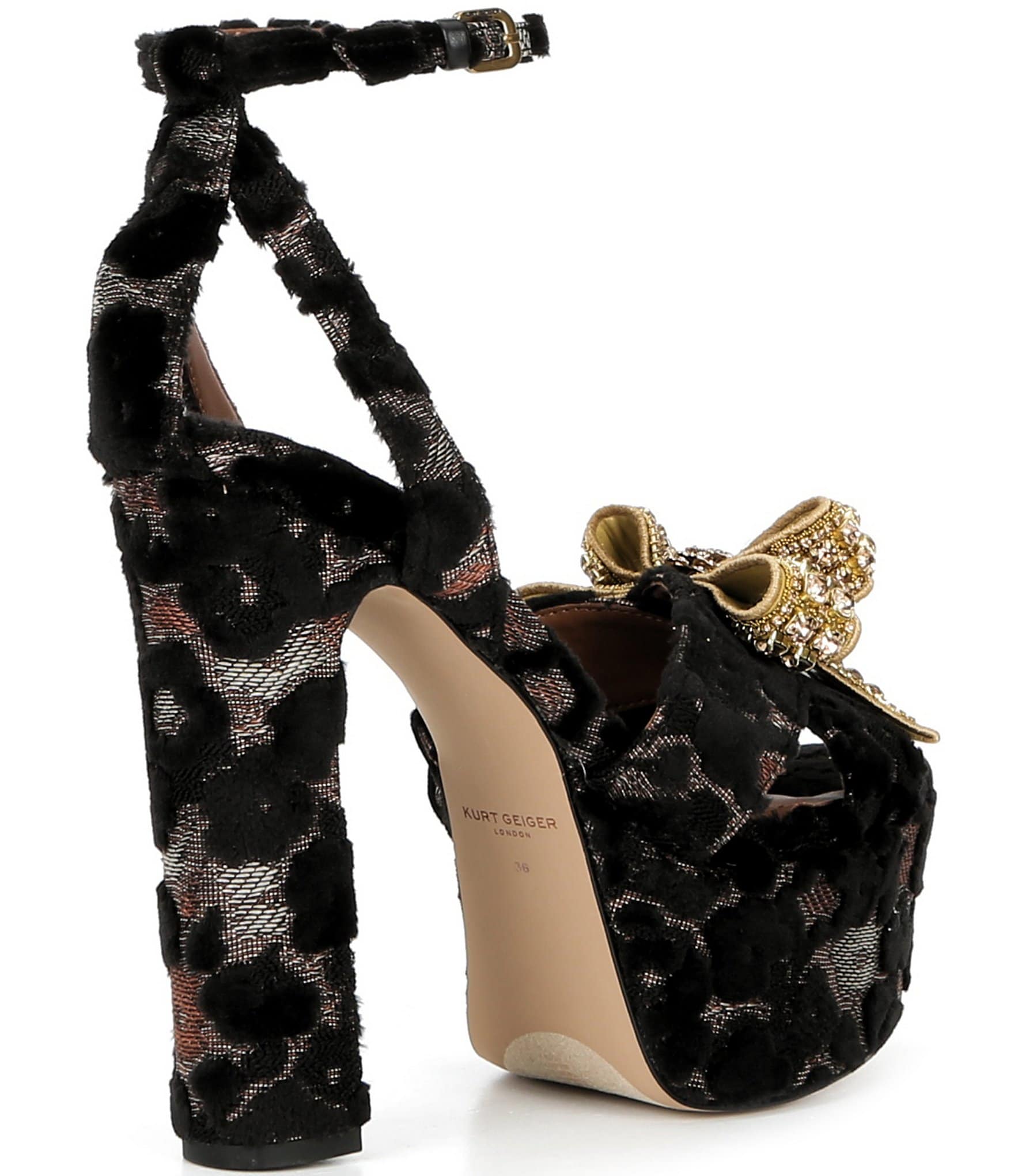 Kurt Geiger London Crystal Embellished Bow Platform Dress Sandals