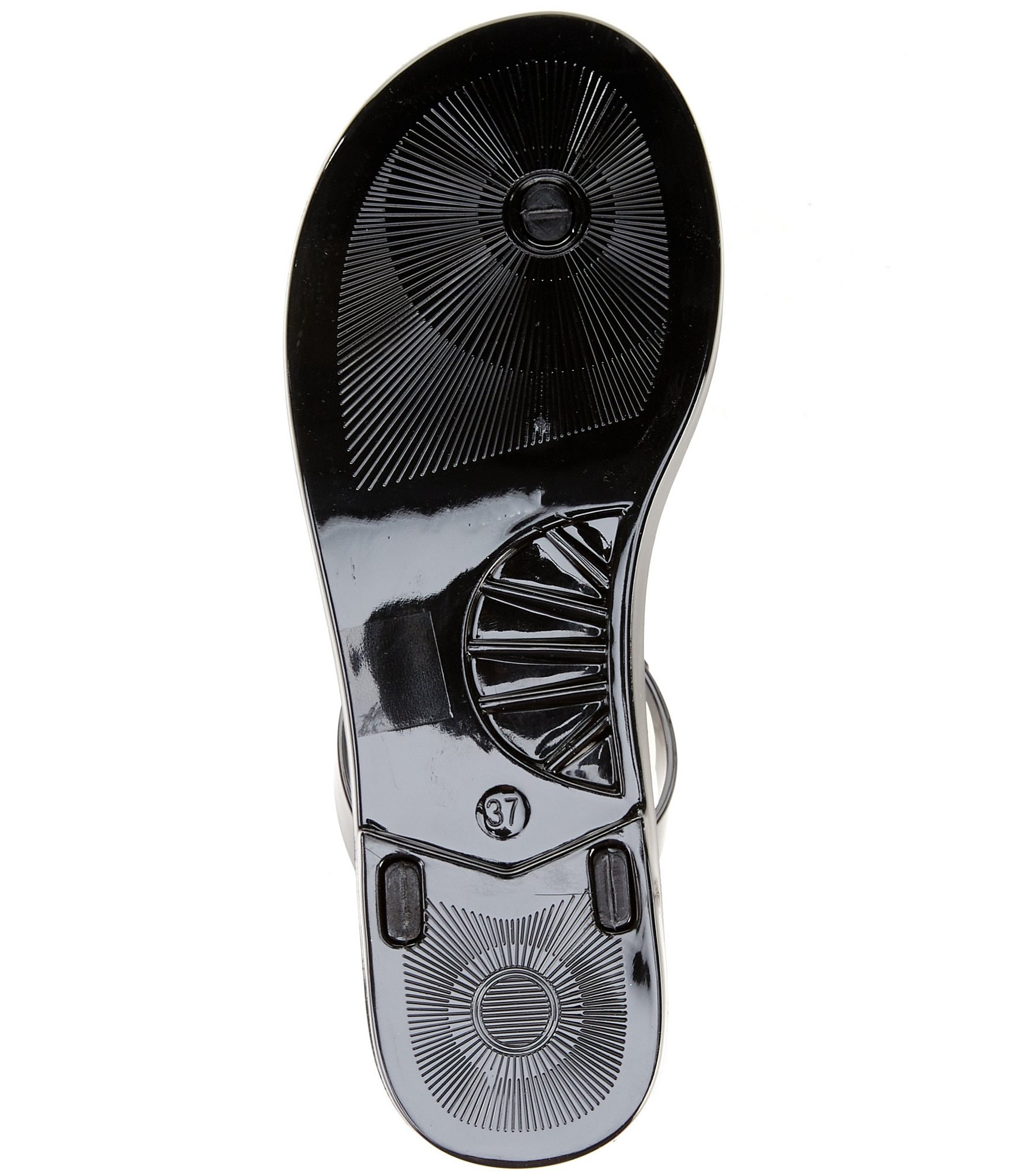 Kurt Geiger London Maddison Patent Drenched Logo Ornament T-Bar Sandals