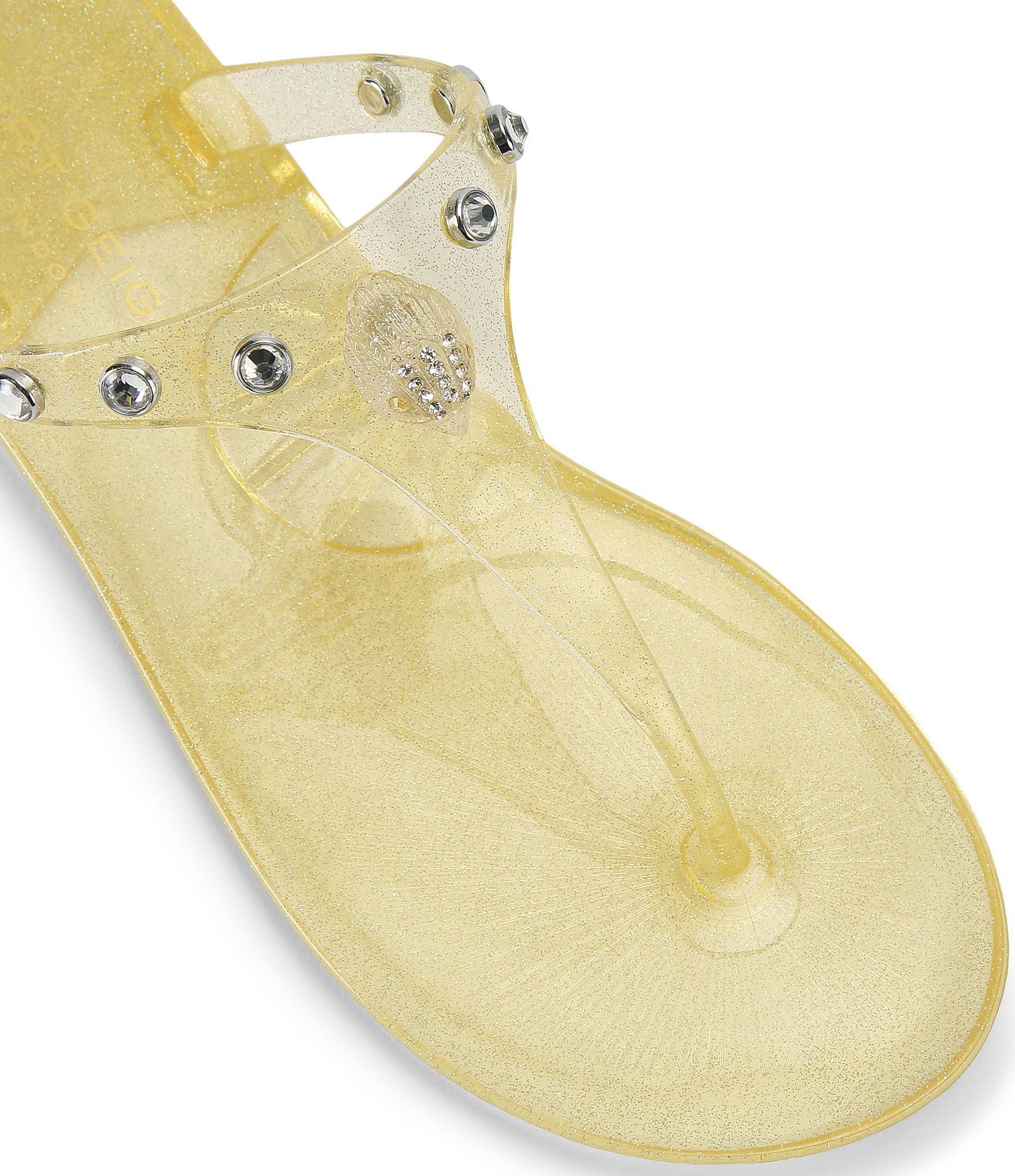 Kurt Geiger London Maddison T-Bar Glitter Jelly Logo Ornament Sandals
