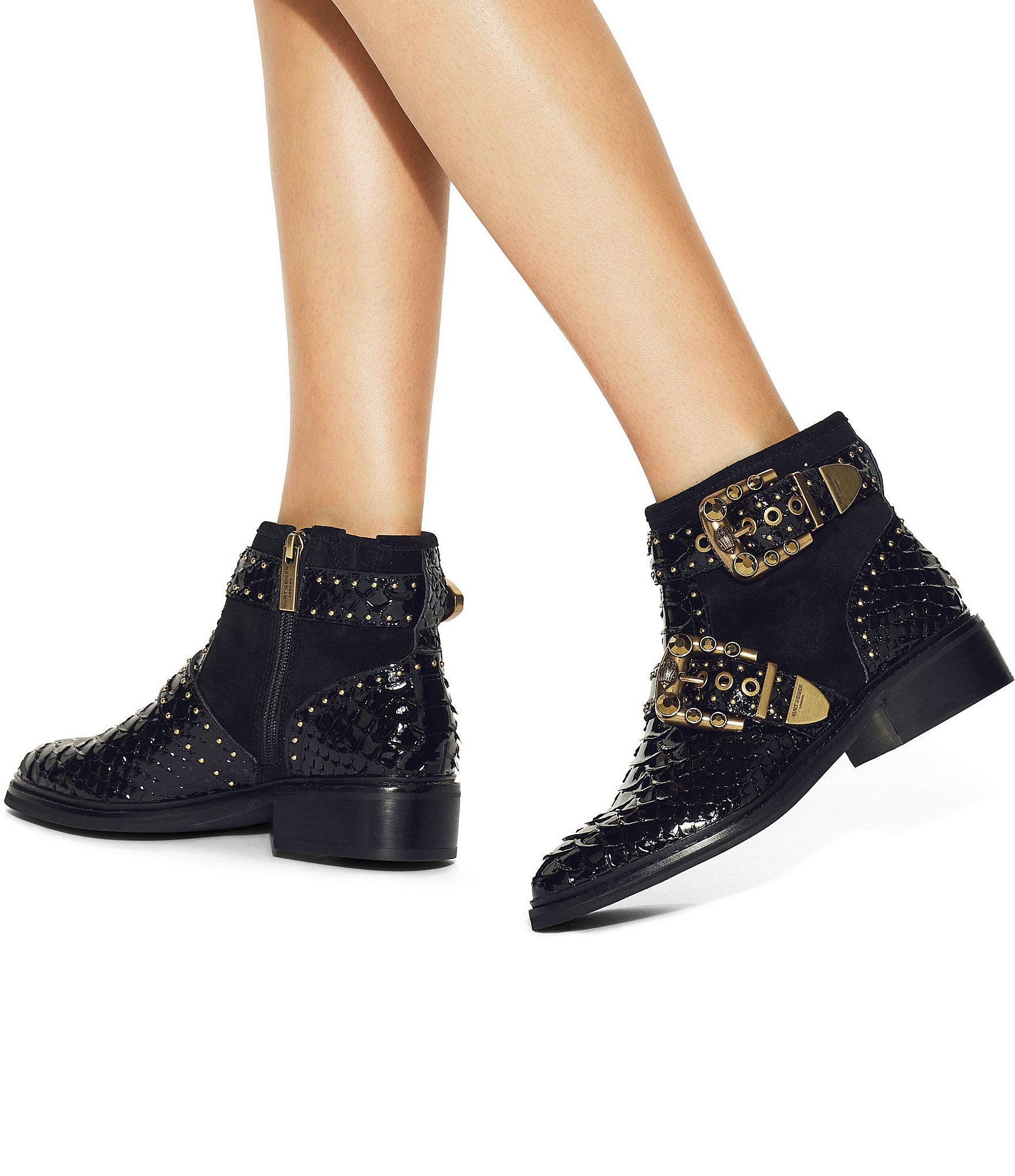 Kurt Geiger London Maddox Suede and Leather Ankle Booties