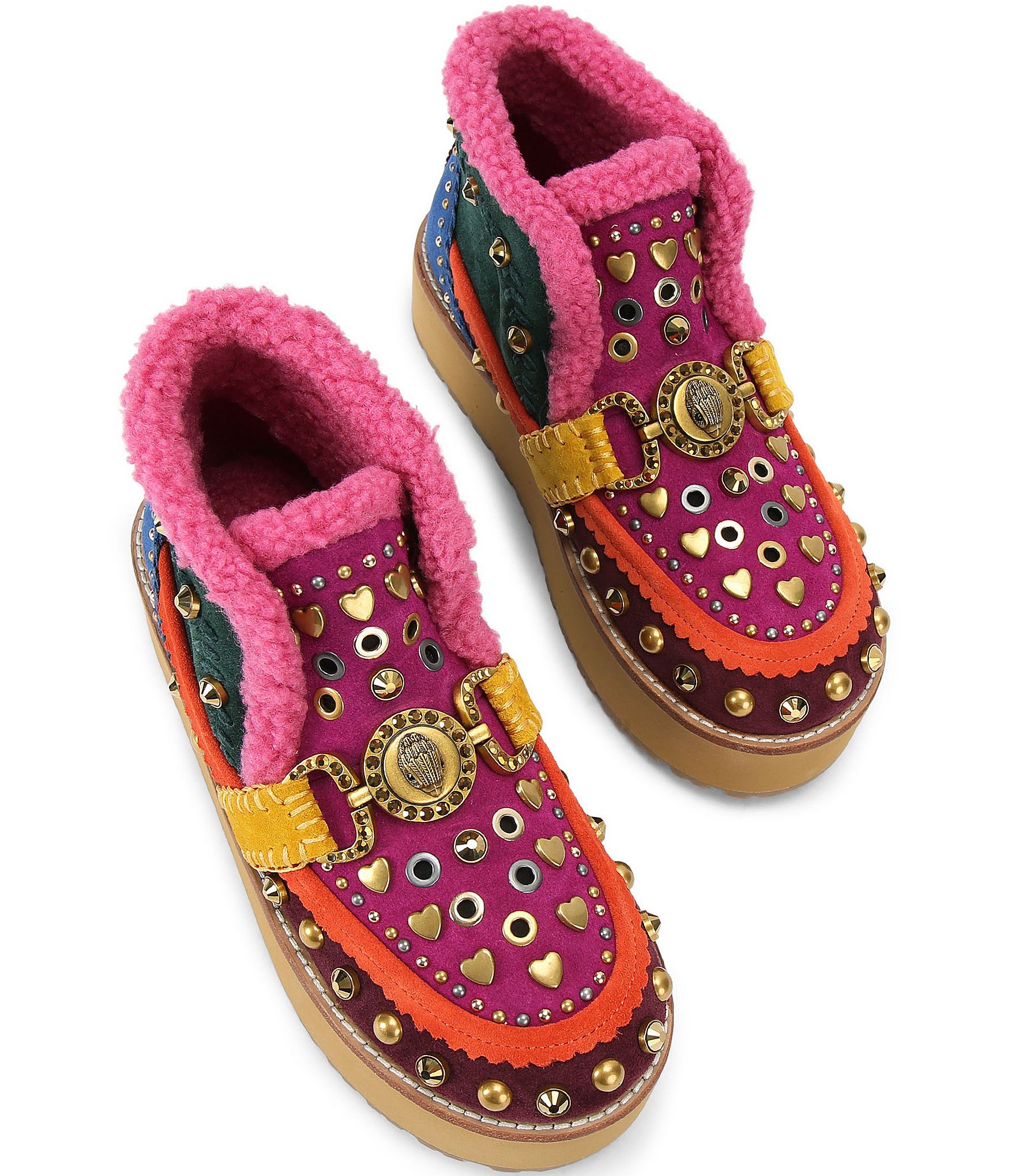 Kurt Geiger London Mansion Cozy Studded Suede Bit Buckle Platform Boots