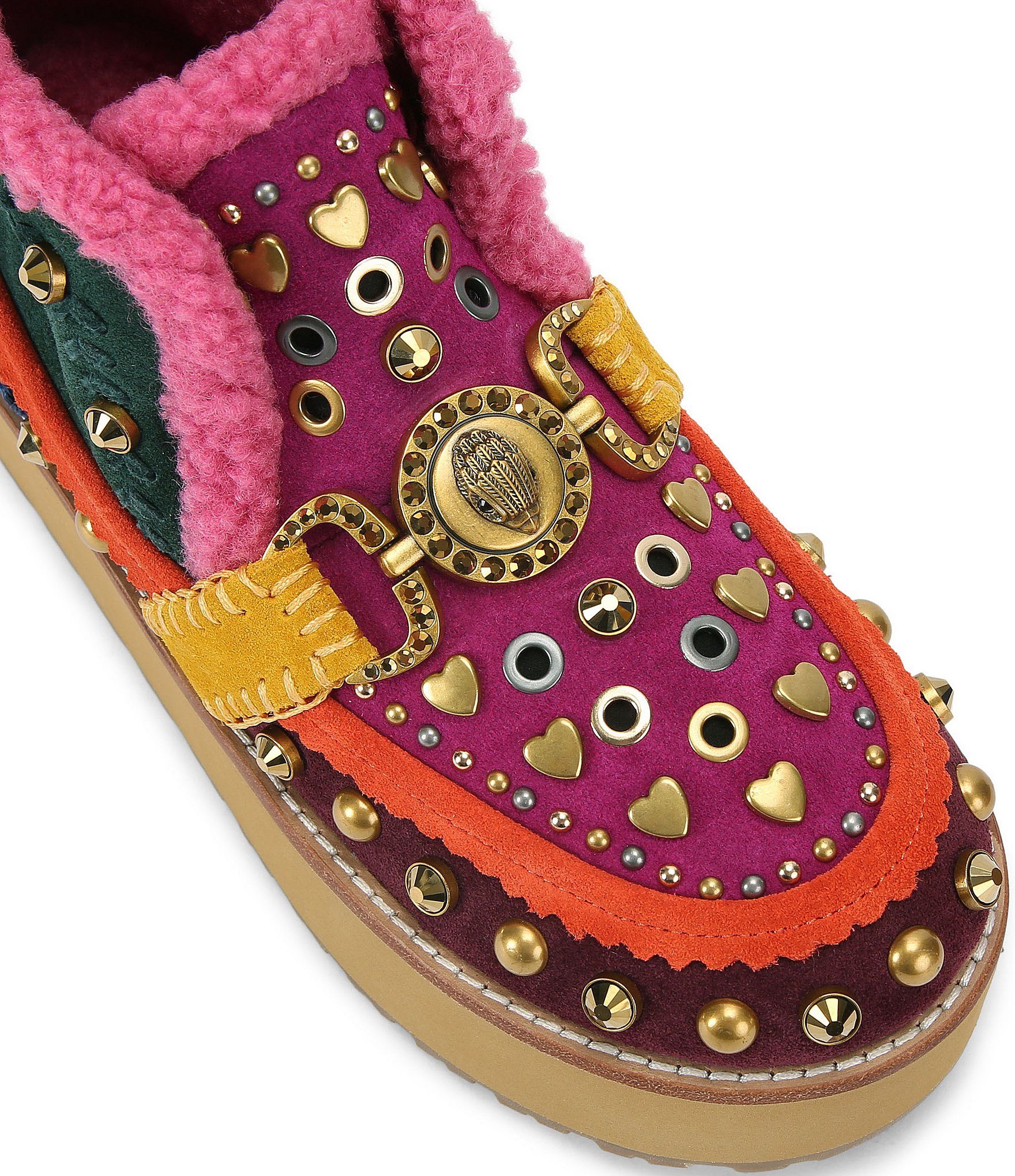 Kurt Geiger London Mansion Cozy Studded Suede Bit Buckle Platform Boots