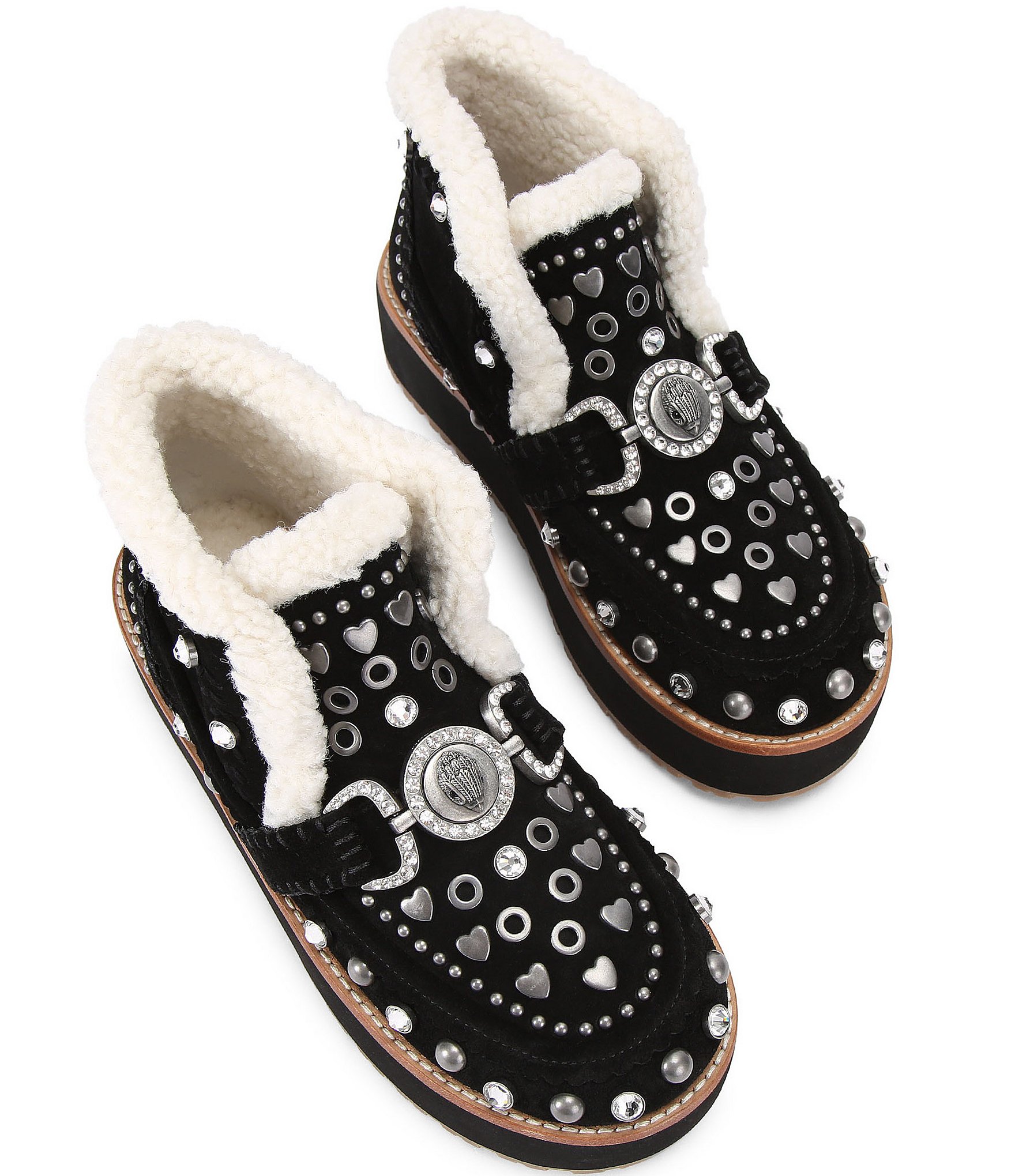 Kurt Geiger London Mansion Cozy Studded Suede Bit Buckle Platform Boots