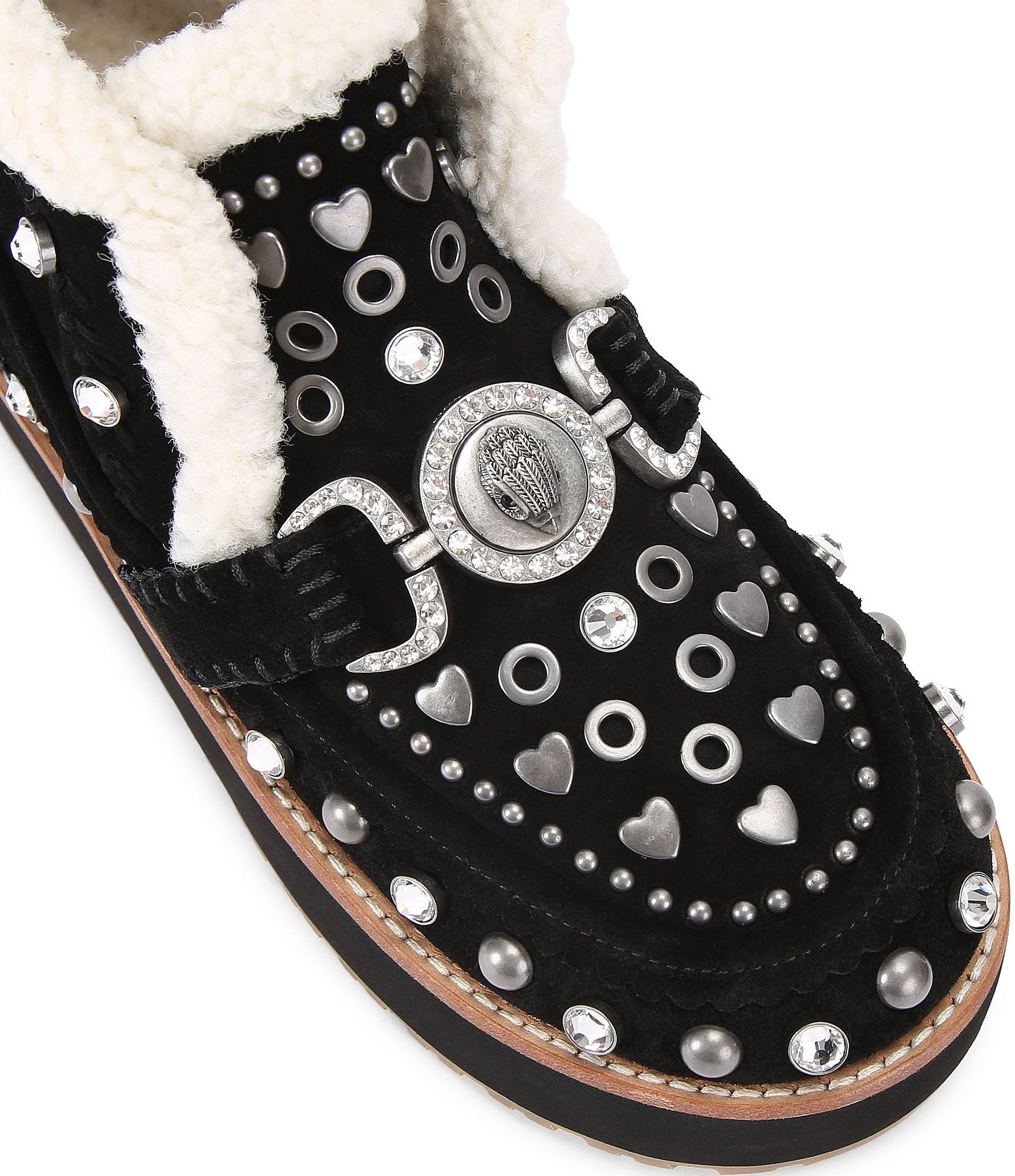 Kurt Geiger London Mansion Cozy Studded Suede Bit Buckle Platform Boots