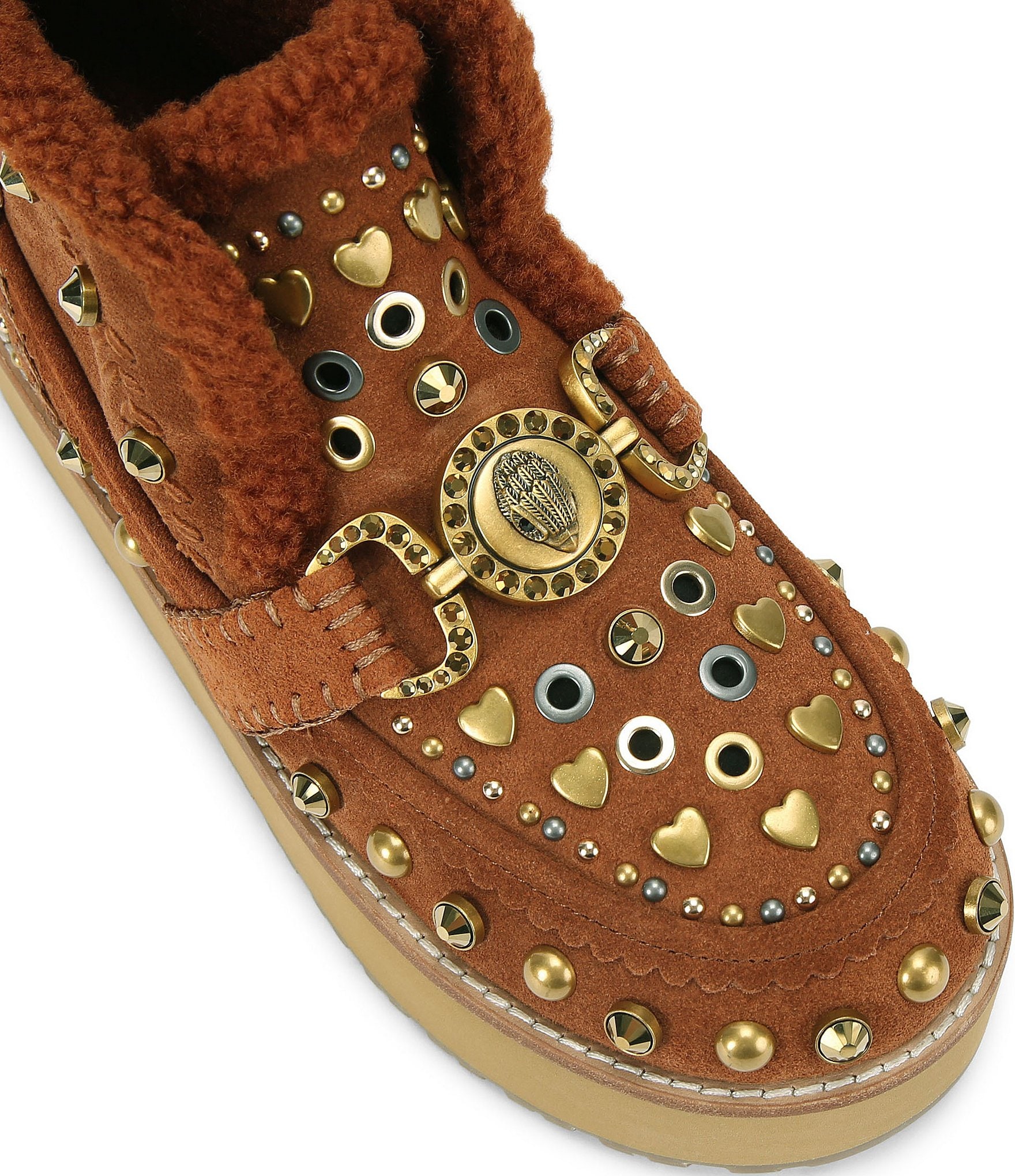 Kurt Geiger London Mansion Cozy Studded Suede Bit Buckle Platform Boots