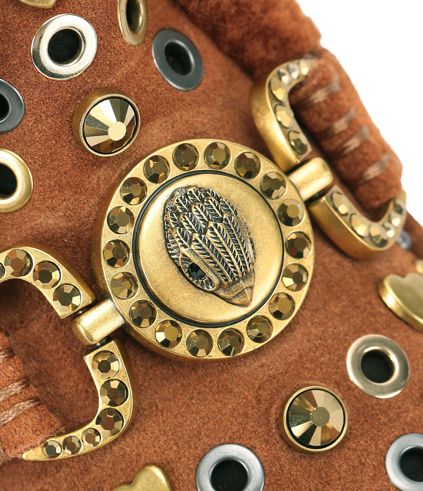 Kurt Geiger London Mansion Cozy Studded Suede Bit Buckle Platform Boots