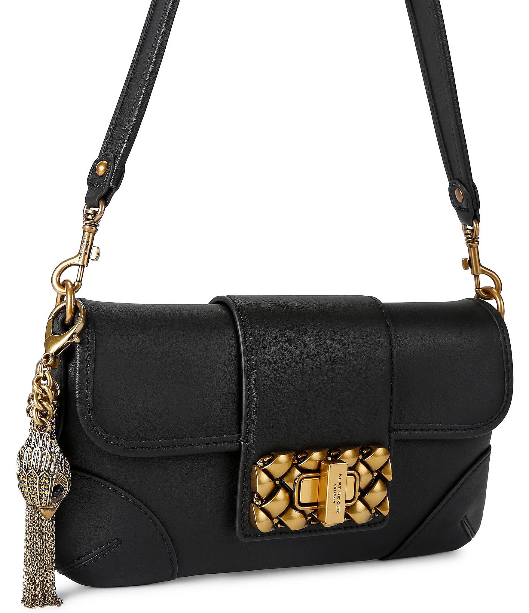 Kurt Geiger London Marylebone Leather Small Turn Lock Shoulder Bag