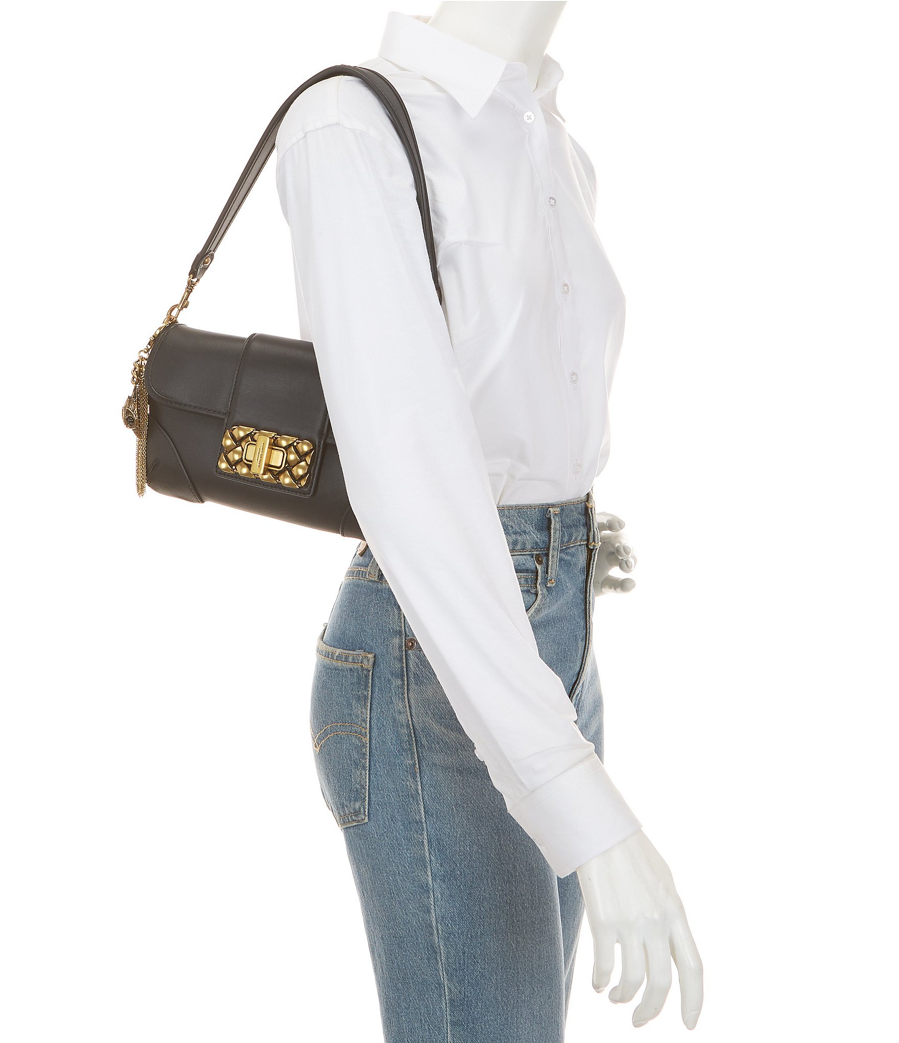 Kurt Geiger London Marylebone Leather Small Turn Lock Shoulder Bag