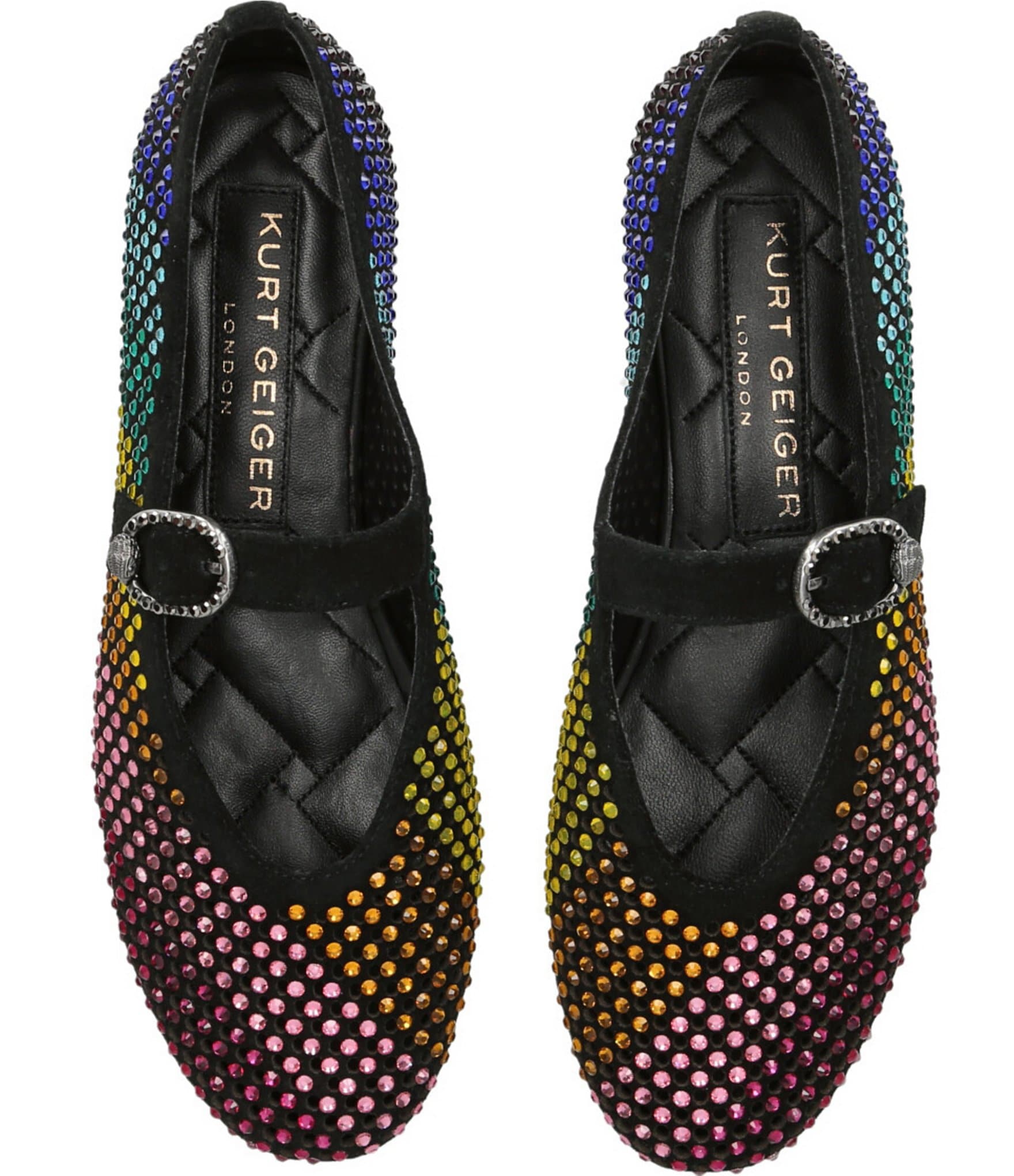 Kurt Geiger London Mayfair Leather Rainbow Rhinestone Ballet Flat