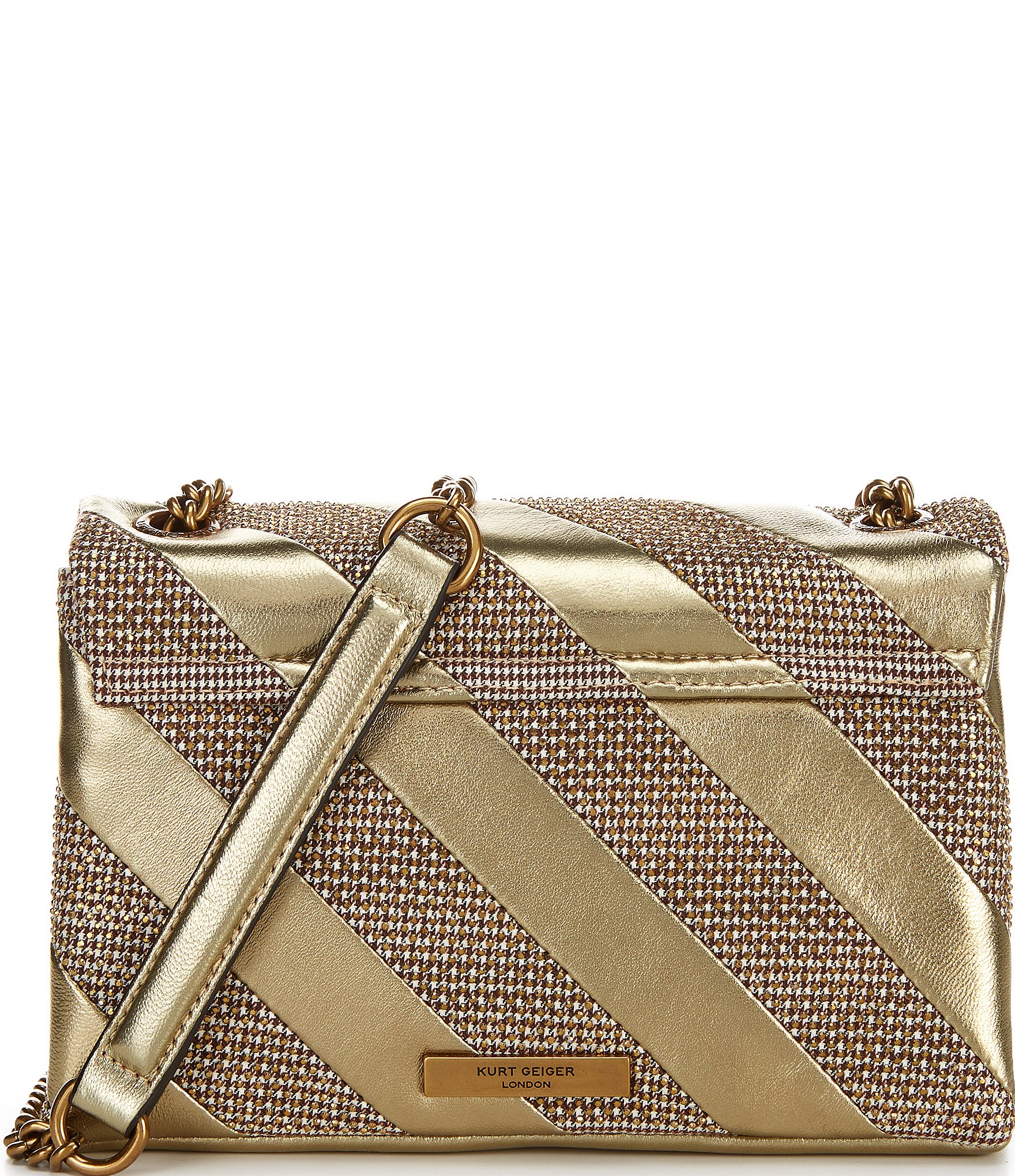 Kurt Geiger London Medium Kensington Crystal Metallic Stripe Crossbody Bag