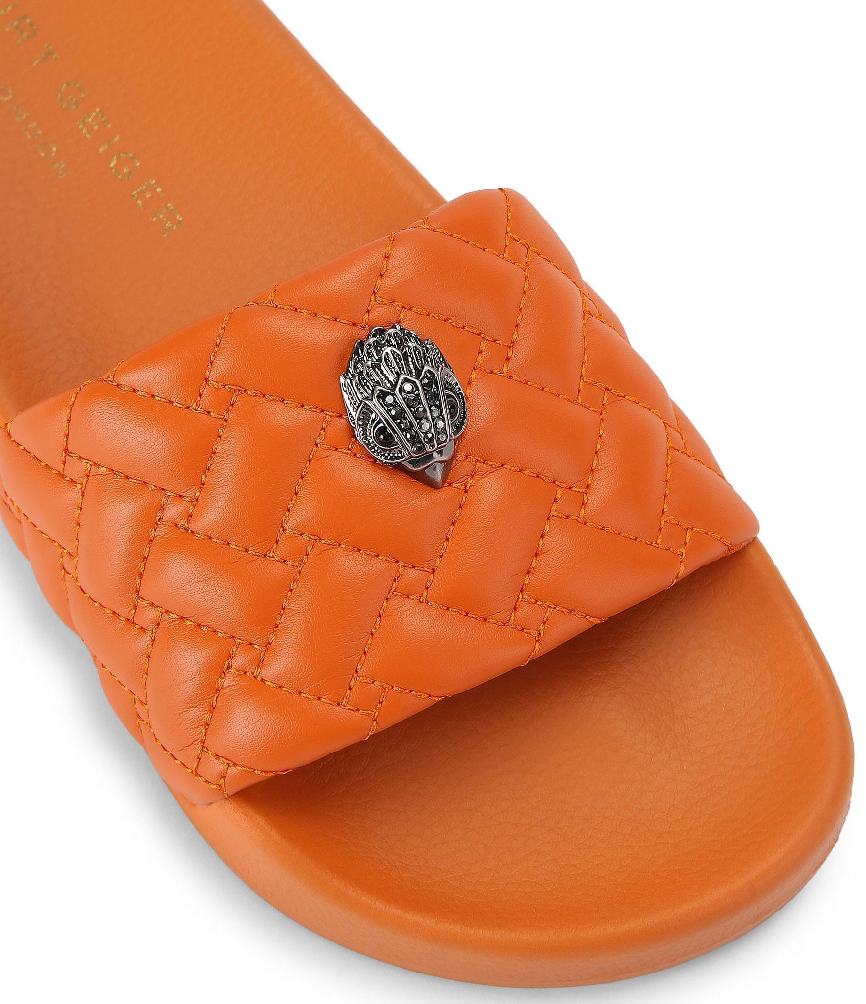 Kurt Geiger London Women's Meena Quilted Logo Ornament Pool Slide Sandals
