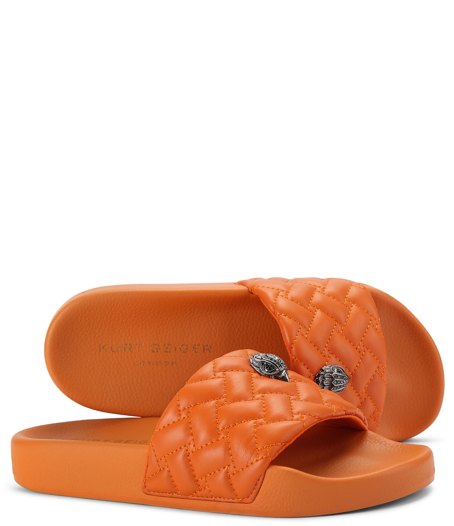 Kurt Geiger London Women's Meena Quilted Logo Ornament Pool Slide Sandals