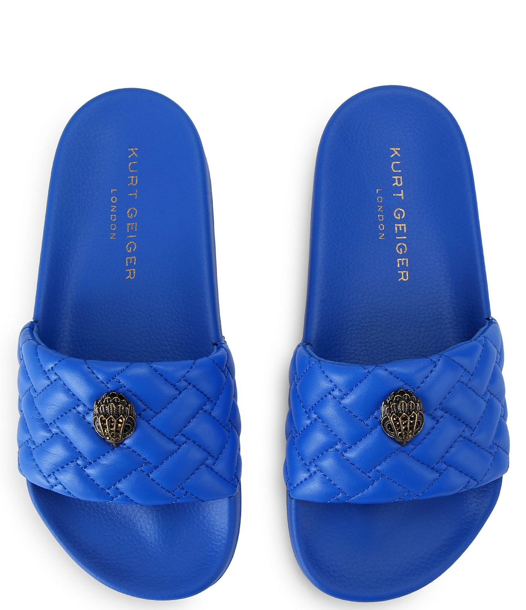 Kurt Geiger London Women's Meena Quilted Logo Ornament Pool Slide Sandals