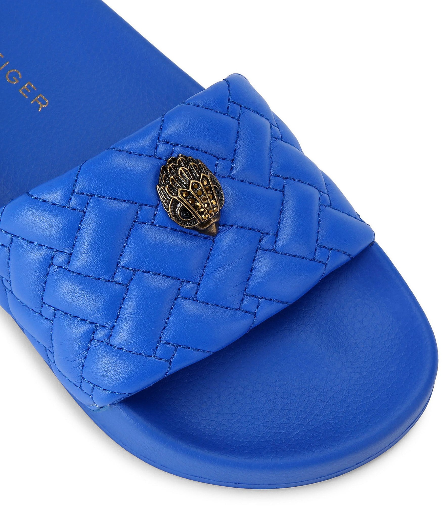 Kurt Geiger London Women's Meena Quilted Logo Ornament Pool Slide Sandals