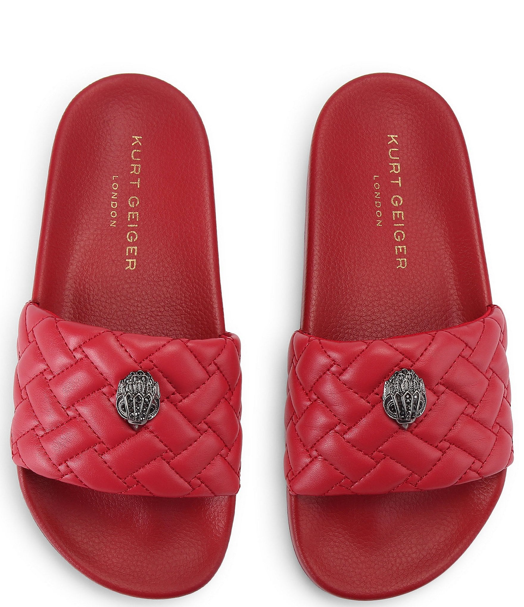Kurt Geiger London Women's Meena Quilted Logo Ornament Pool Slide Sandals