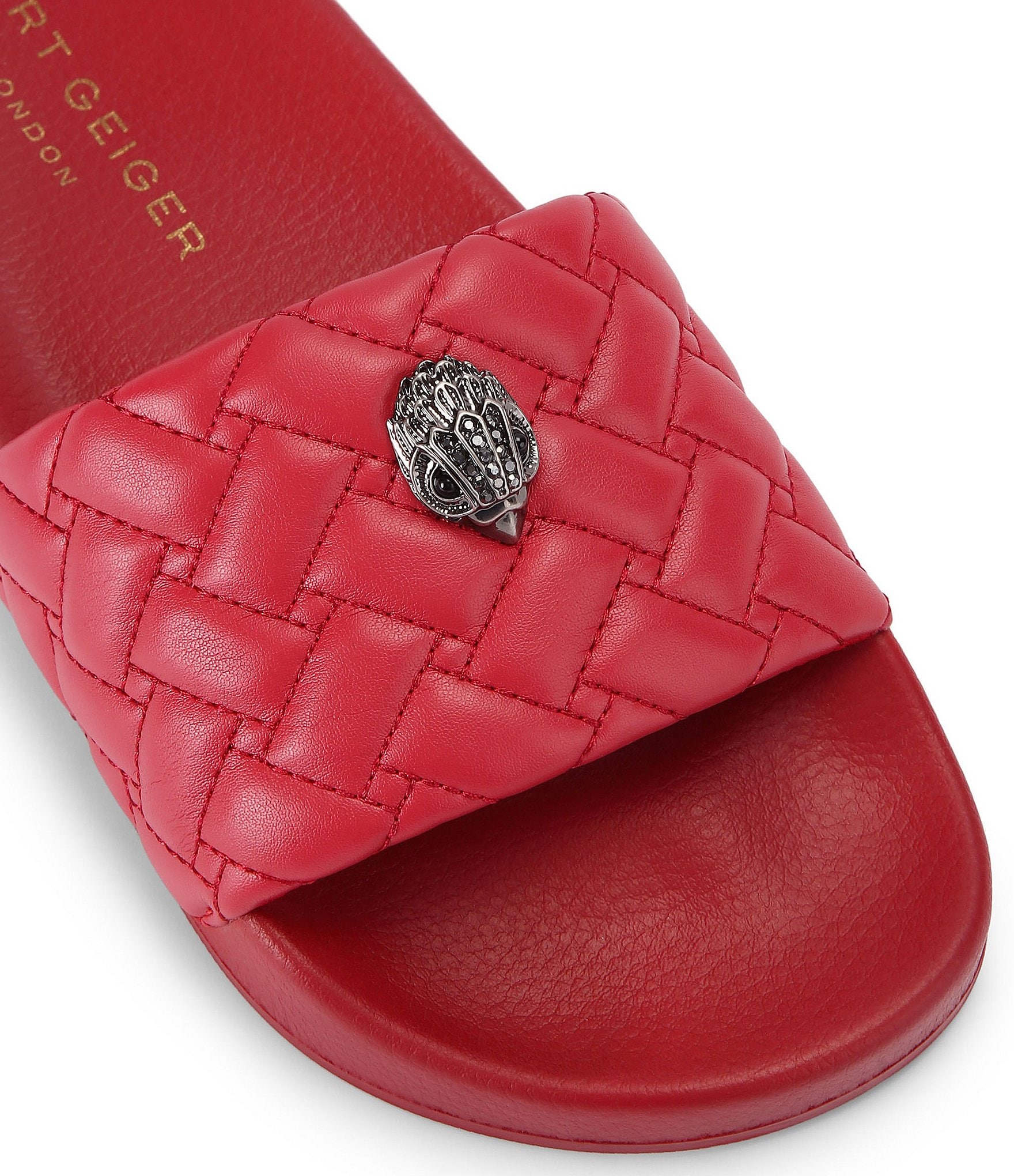 Kurt Geiger London Women's Meena Quilted Logo Ornament Pool Slide Sandals