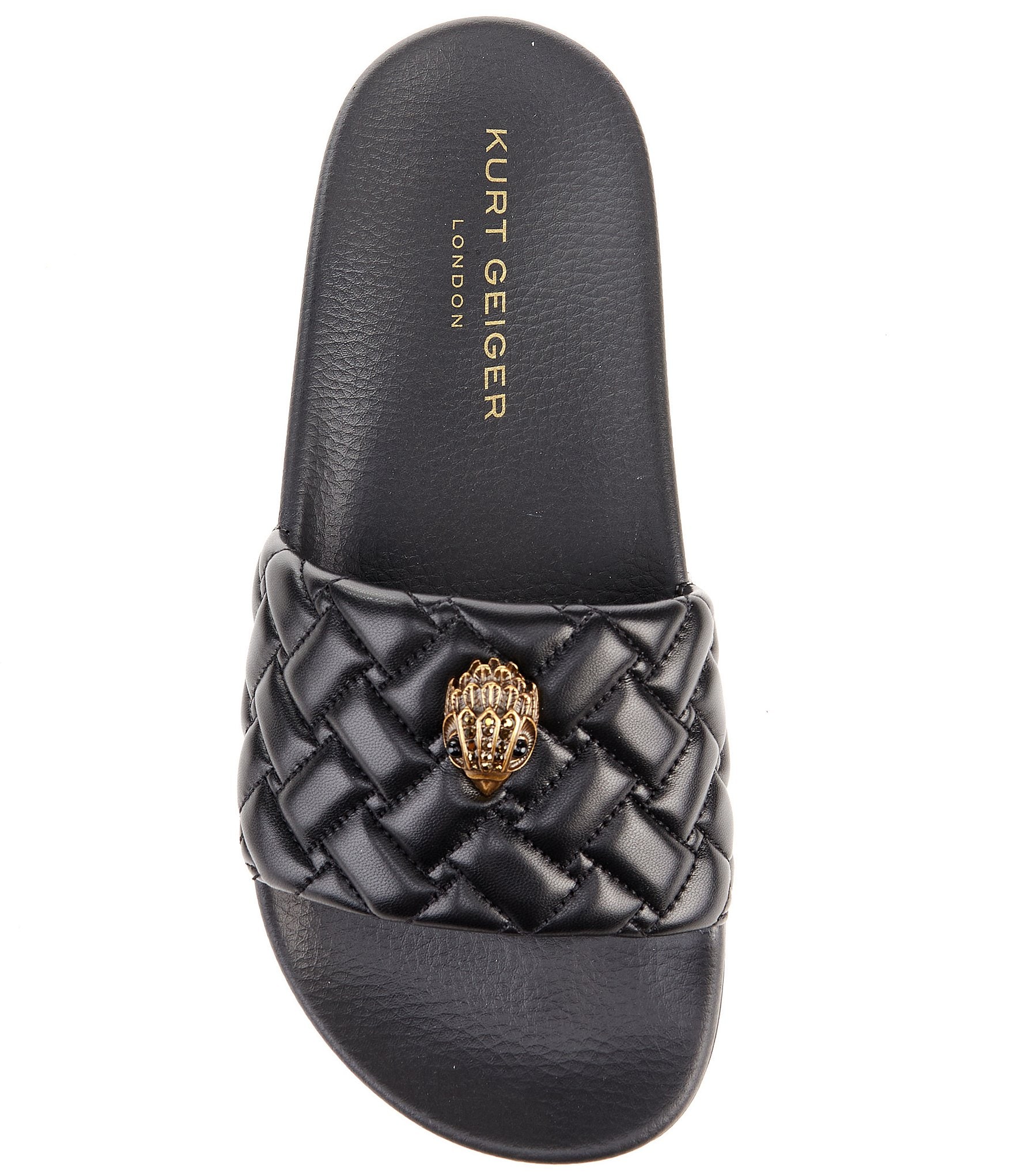 Kurt Geiger London Women's Meena Quilted Logo Ornament Pool Slide Sandals