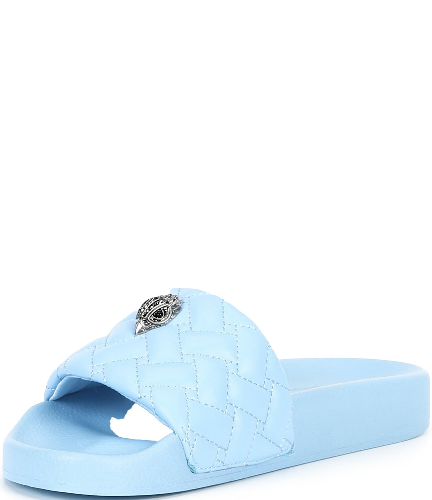 Kurt Geiger London Women's Meena Quilted Logo Ornament Pool Slide Sandals