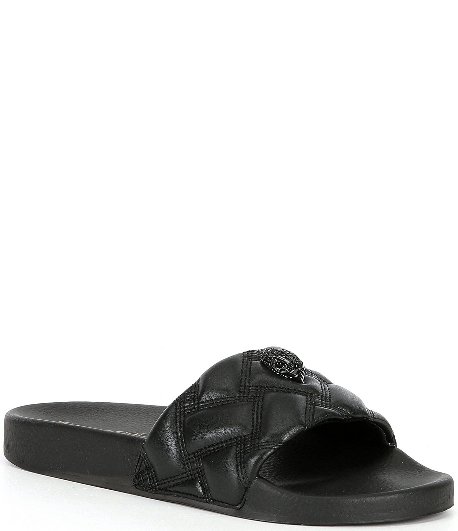 Kurt Geiger London Meena Eagle Head Ornament Quilted Pool Slides