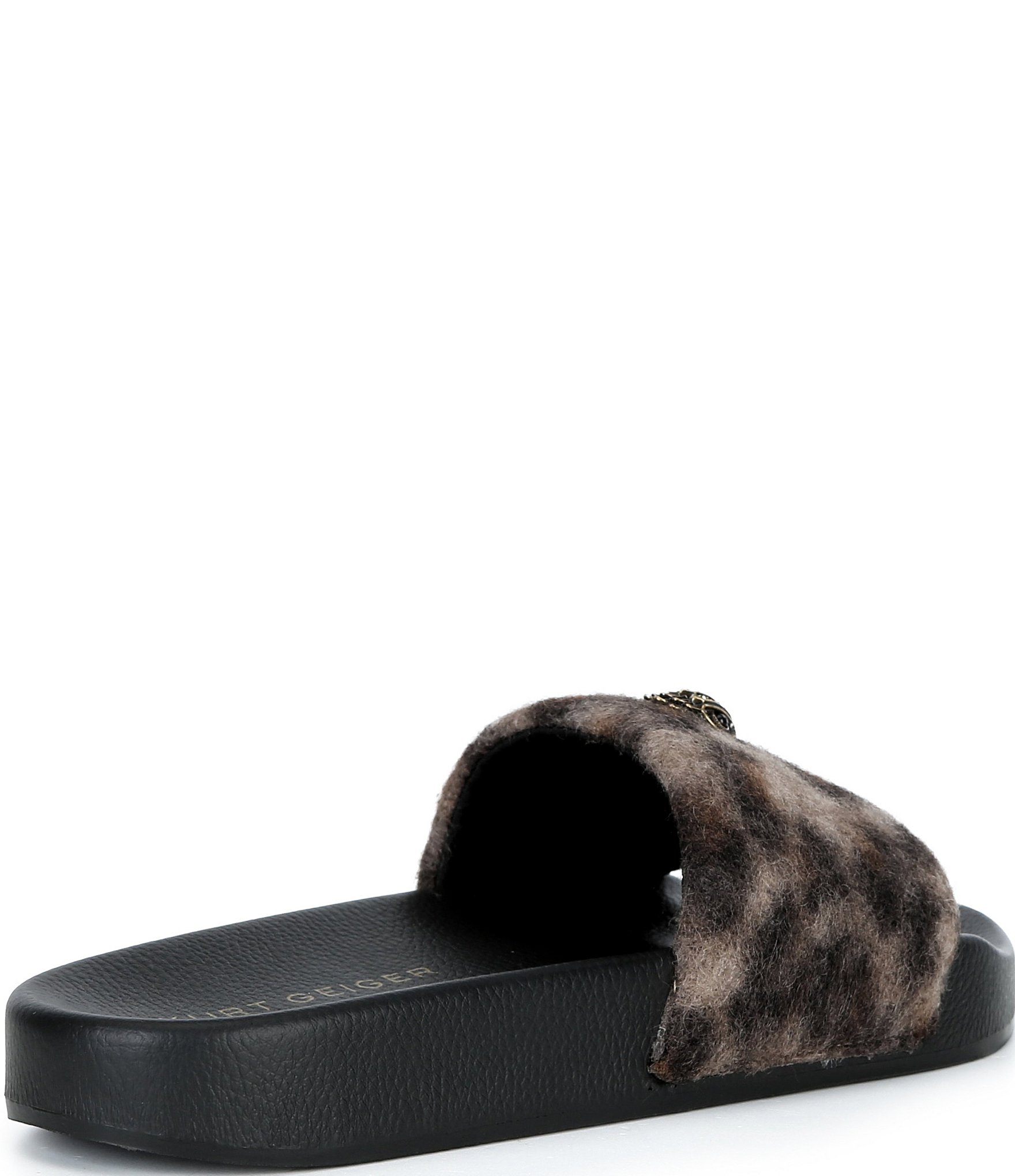Kurt Geiger London Meena Eagle Leopard Wooly Eagle Ornament Pool Slide Sandals