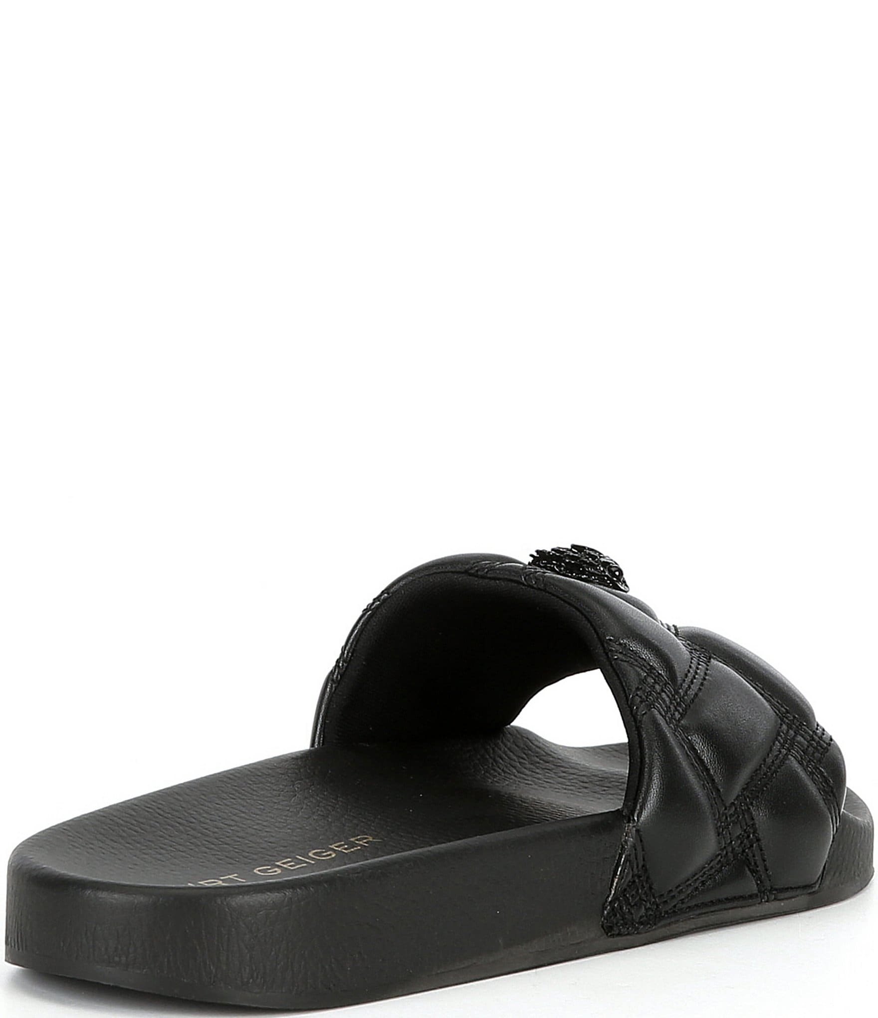 Kurt Geiger London Women's Meena Quilted Drenched Logo Ornament Pool Slide Sandals