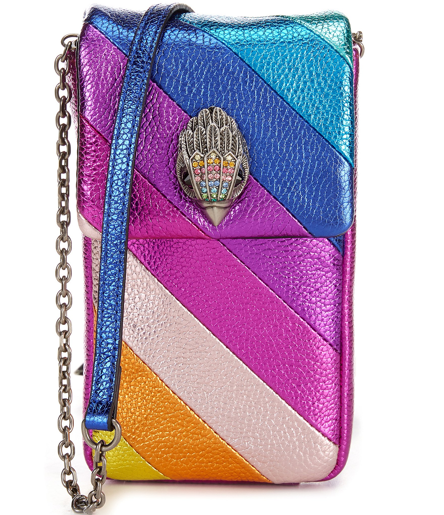 Kurt Geiger London Metallic Rainbow Phone Crossbody Bag