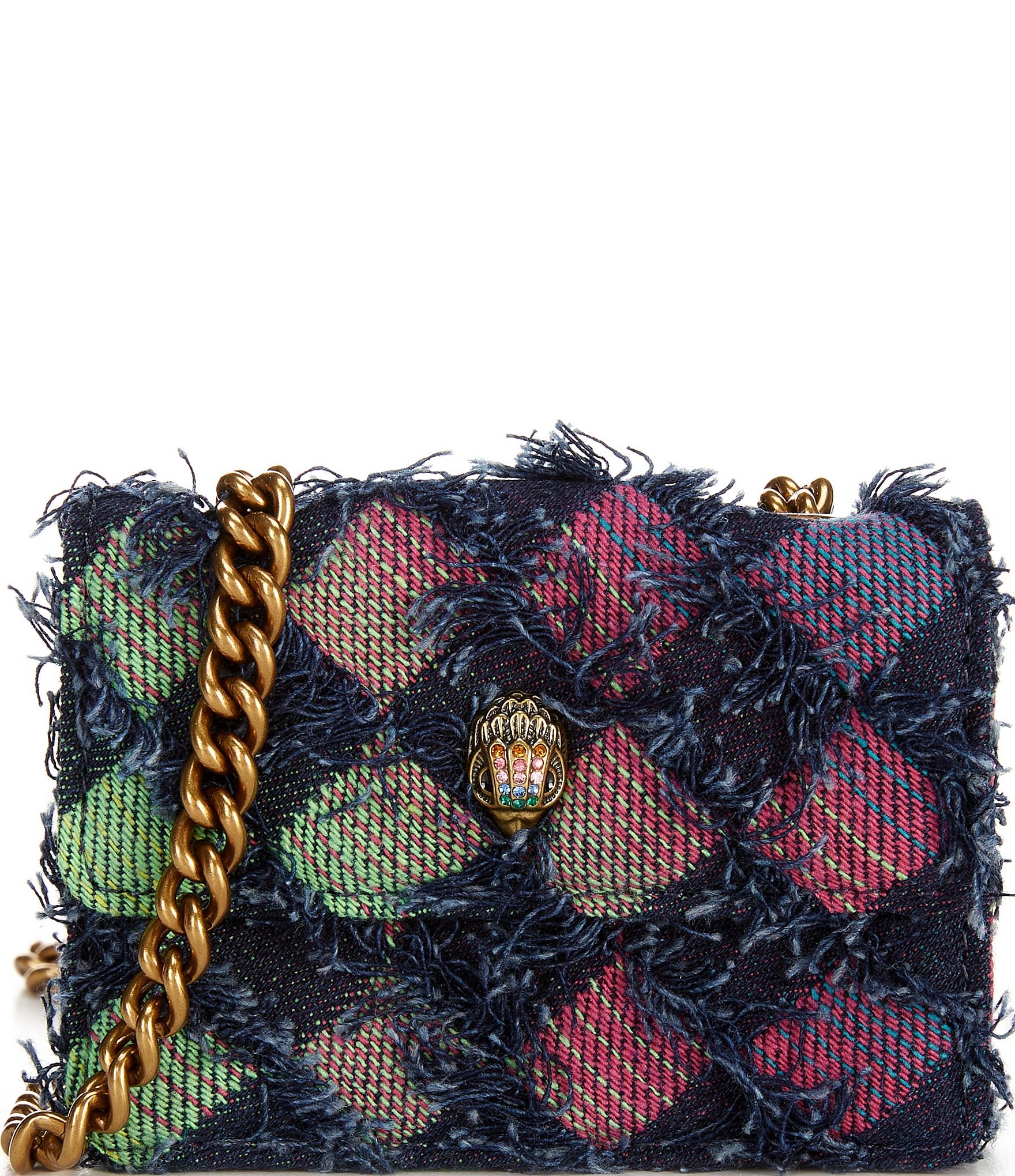 Kurt Geiger London Micro Frayed Rainbow Denim Kensington Crossbody Bag