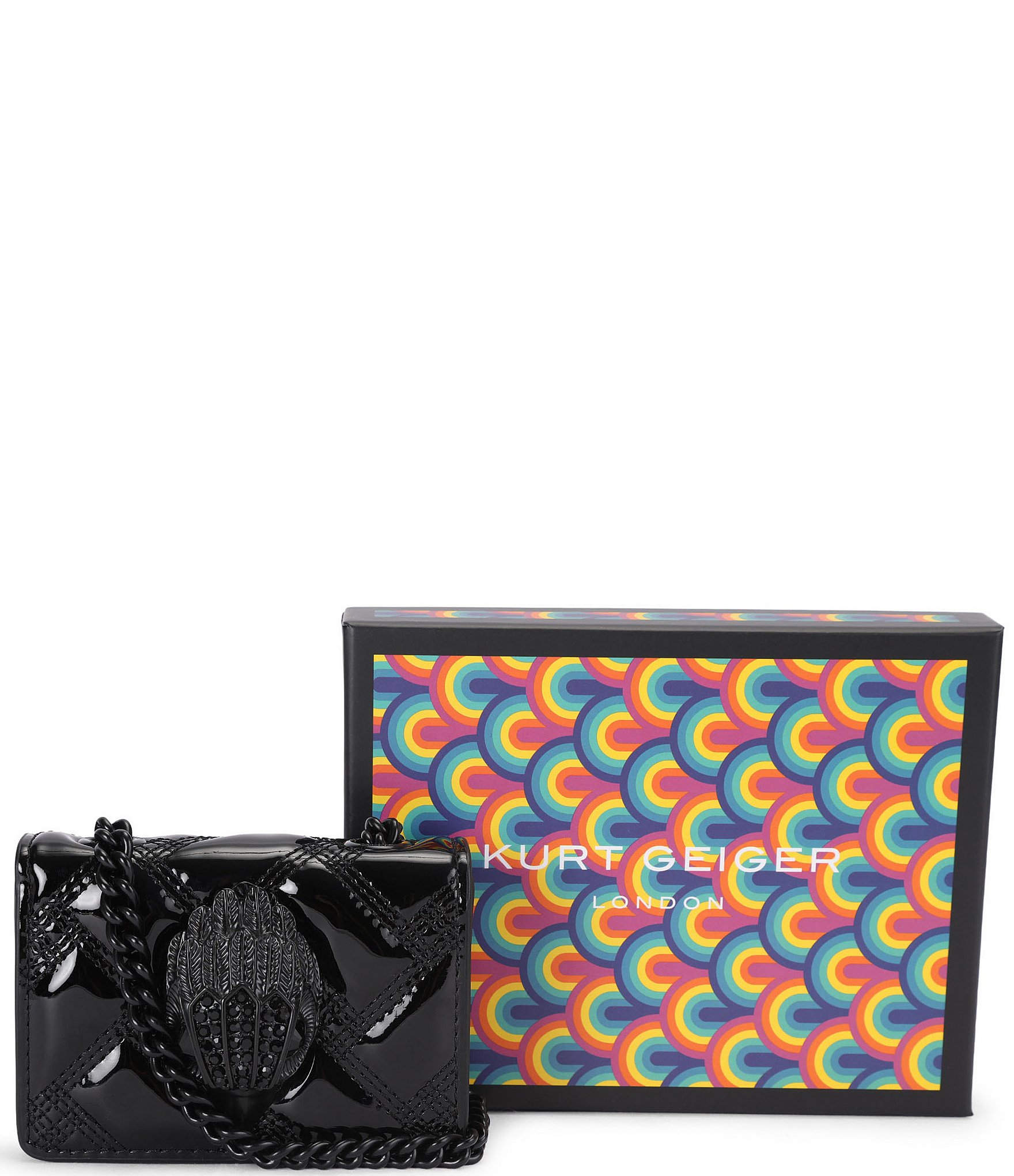 Kurt Geiger London Micro Kensington Patent Drench Eagle Head Crossbody Bag