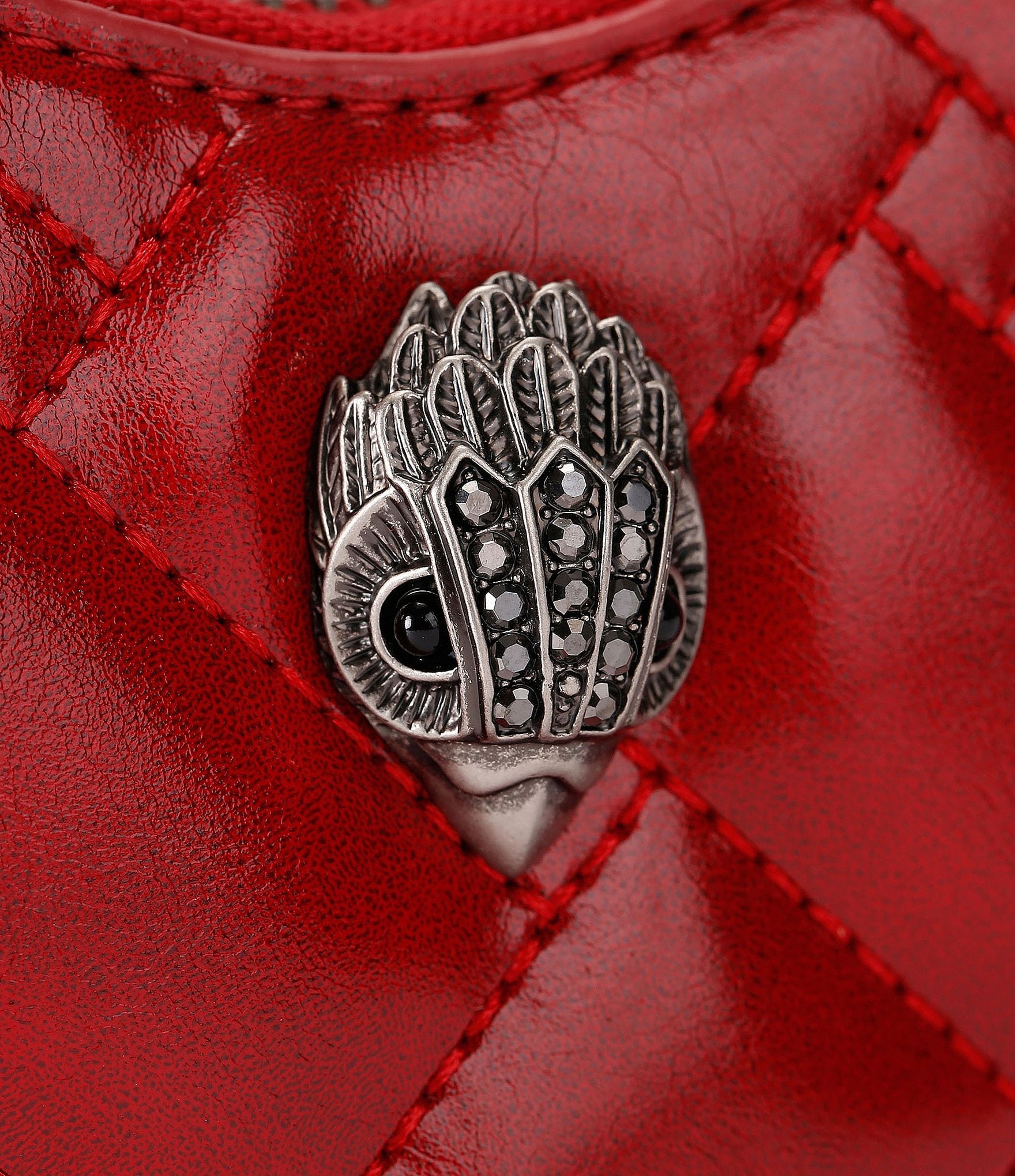 Kurt Geiger London Micro Quilted Silver Heart Crossbody Bag