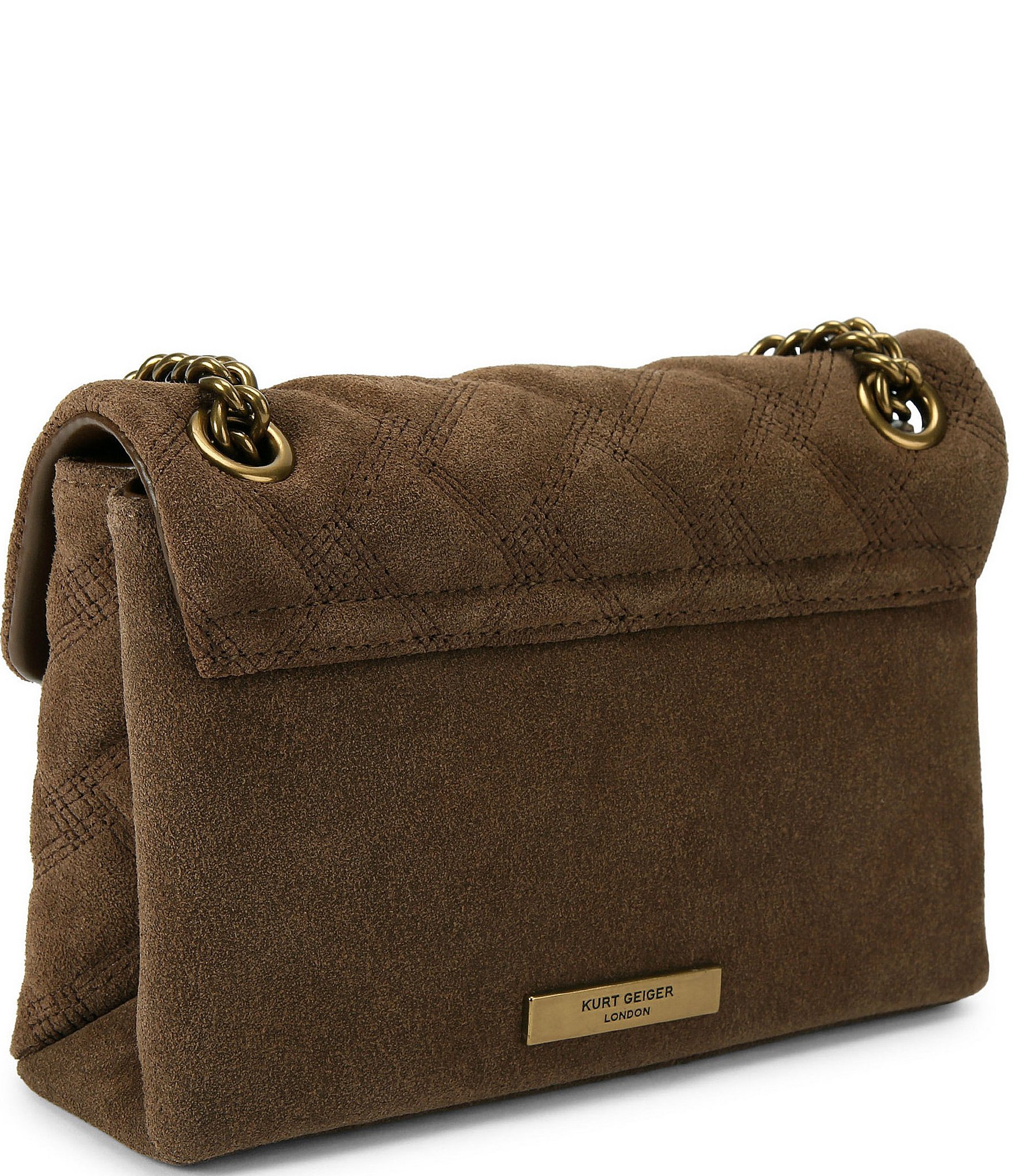 Kurt Geiger London Mini Kensington Triple Stitched Quilted Suede Crossbody Bag