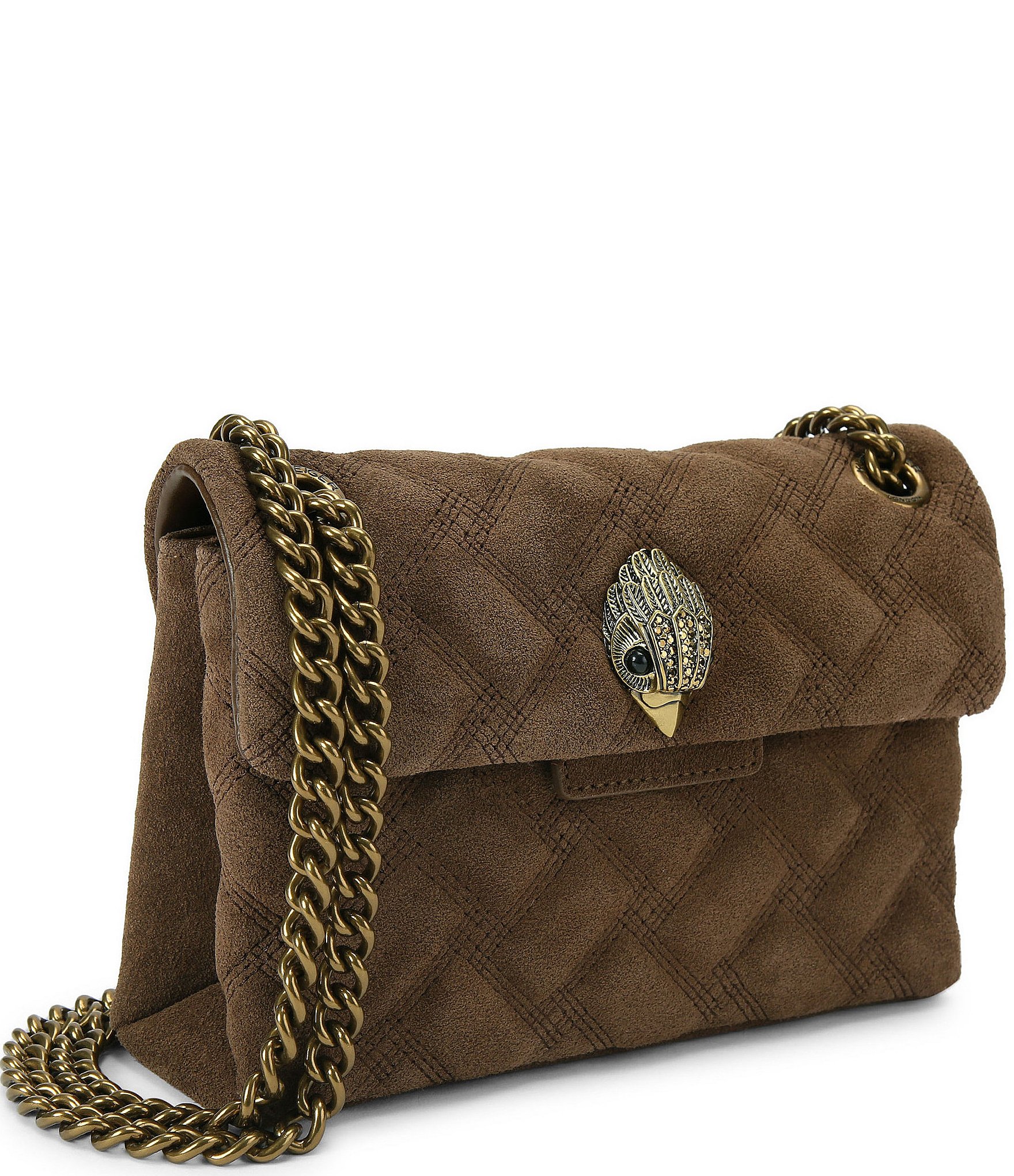 Kurt Geiger London Mini Kensington Triple Stitched Quilted Suede Crossbody Bag