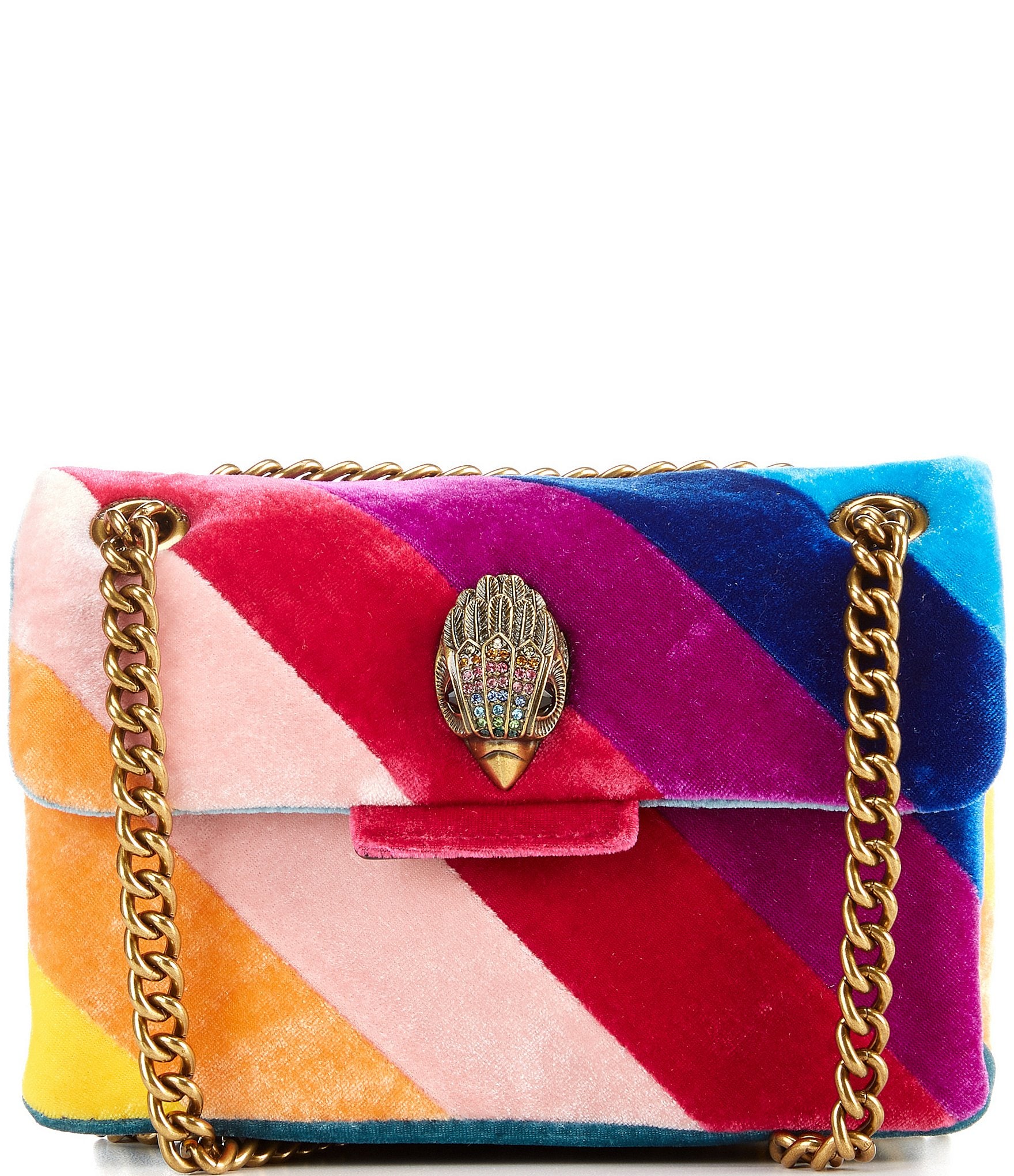Kurt Geiger London Mini Kensington Velvet Rainbow Stripe Crossbody Bag ...