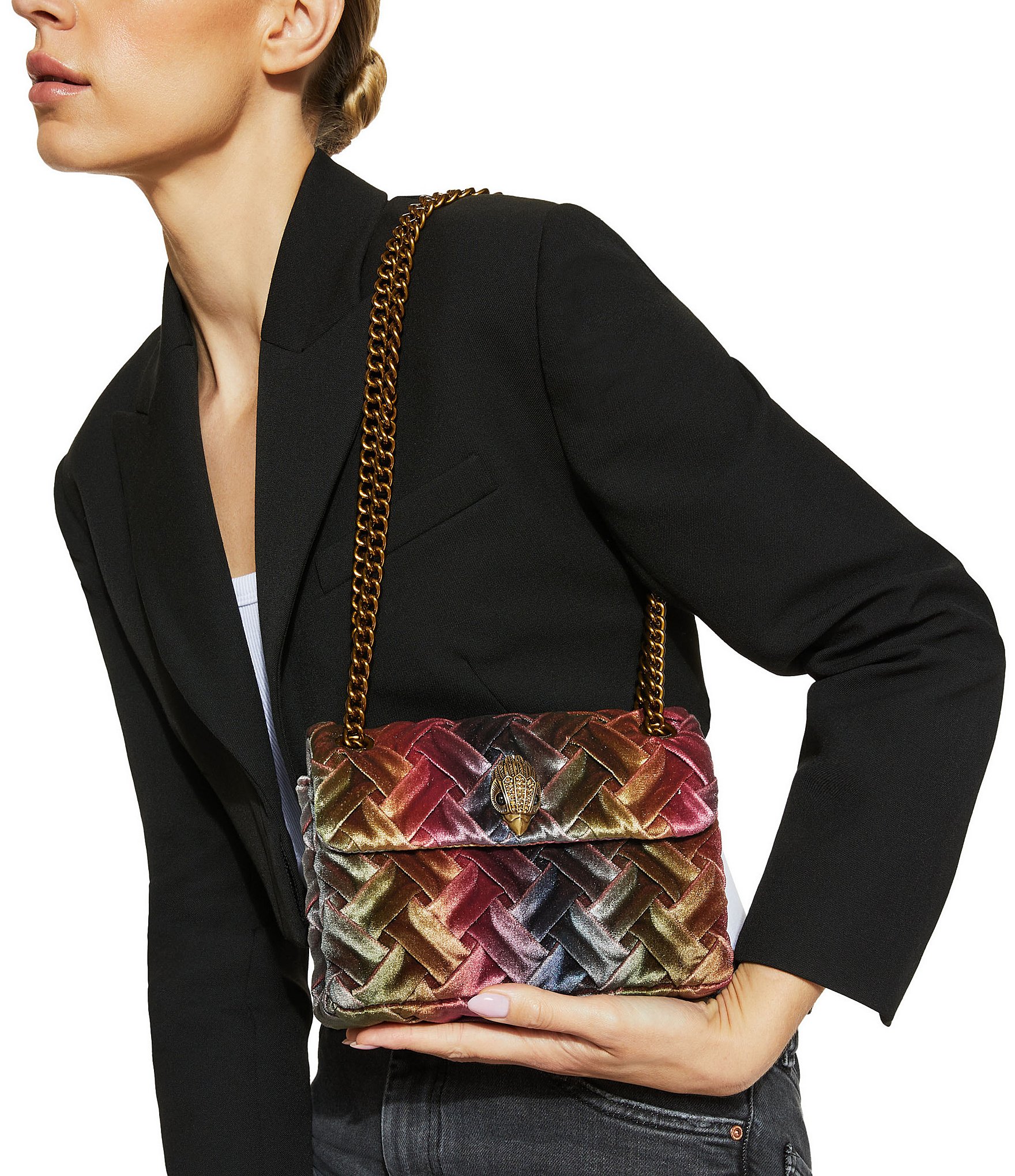 Kurt Geiger London Mini Kensington Velvet Woven Crossbody Bag