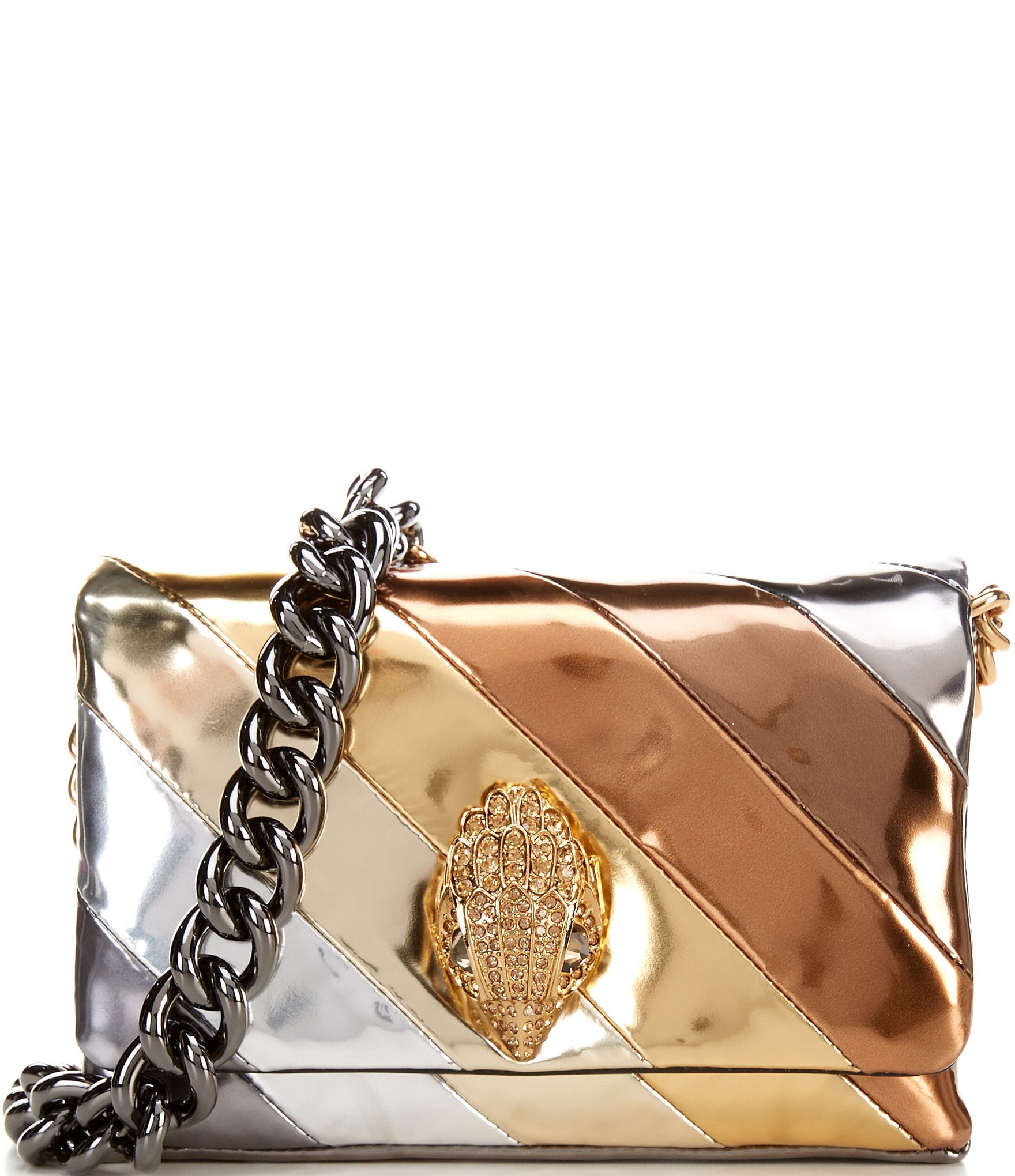 Kurt Geiger London Mini Metallic Gold and Silver Tone Kensington Crossbody Bag