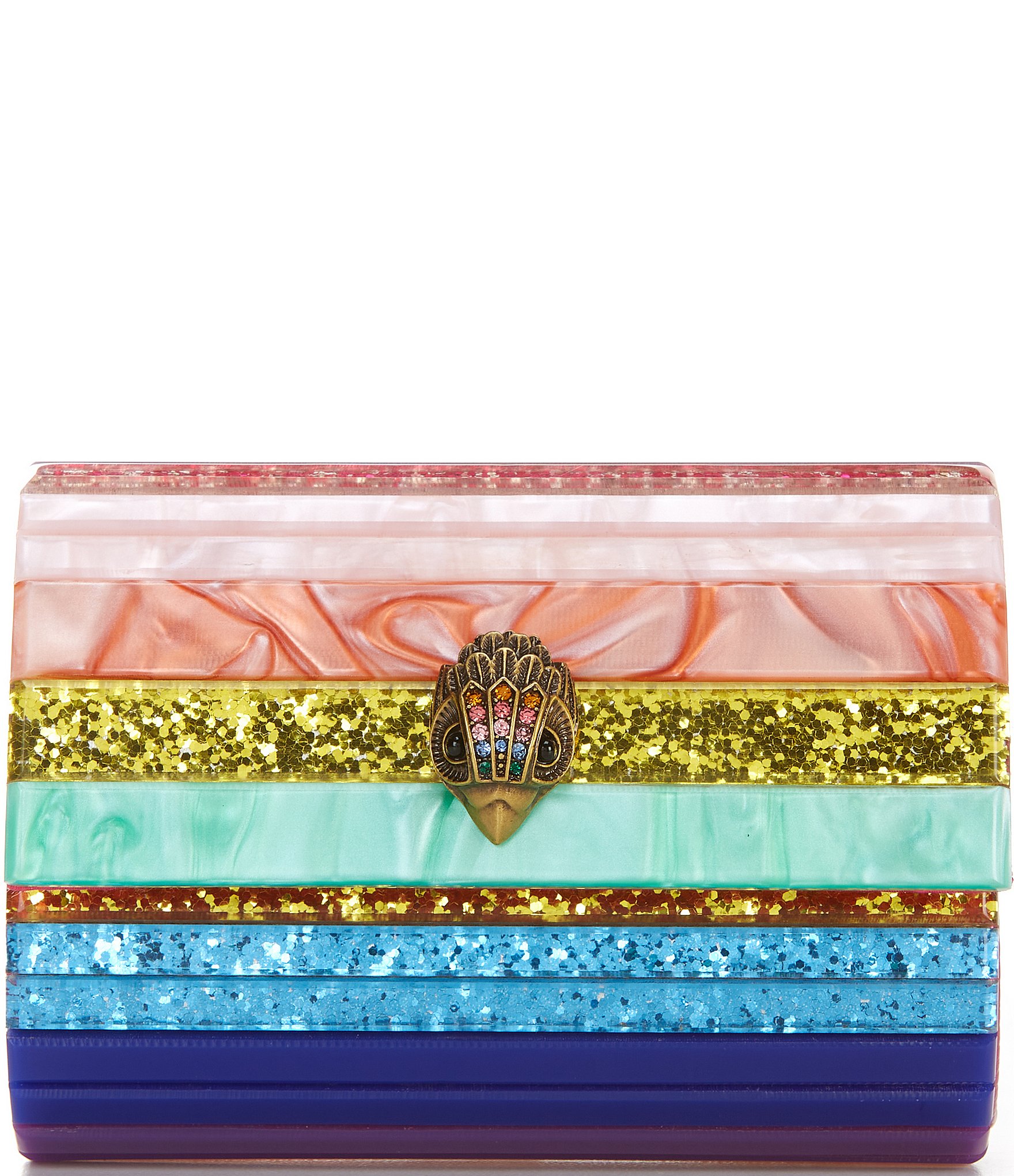 Kurt Geiger Women's Rainbow Glitter Acrylic Clutch Shoulder Bag