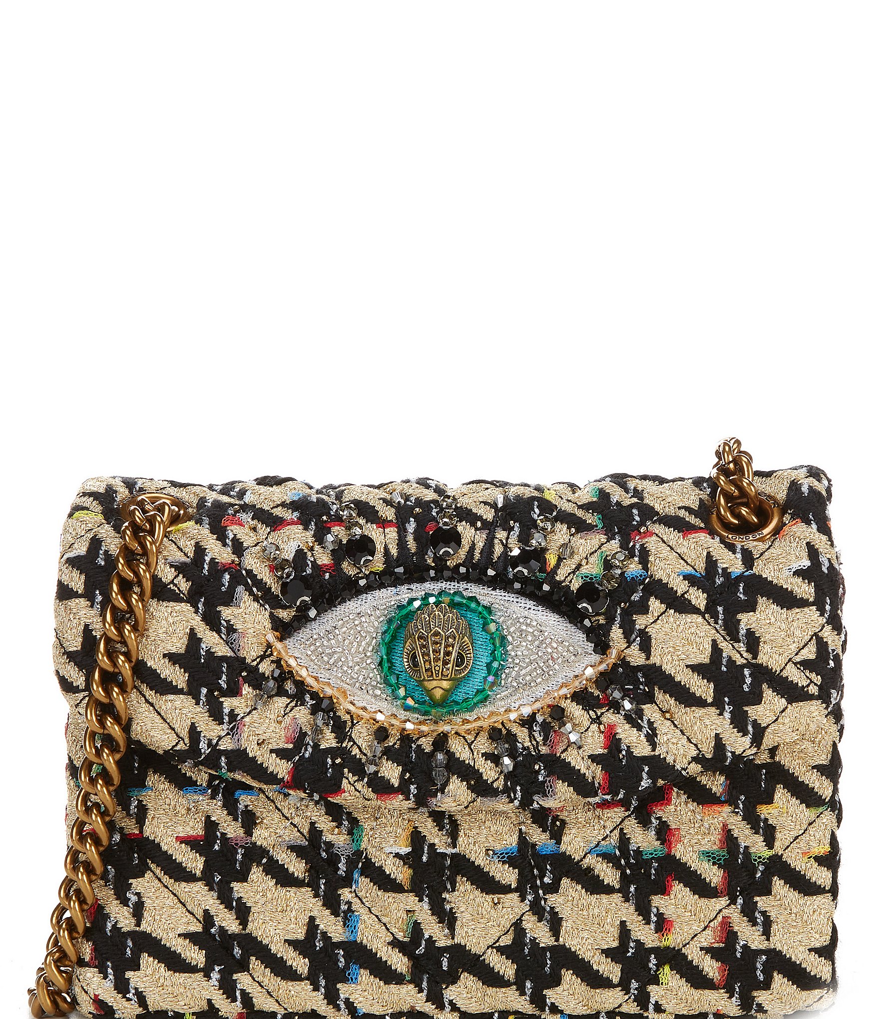 Kurt Geiger London Mini Tweed Kensington Eye Crossbody Bag - Gold