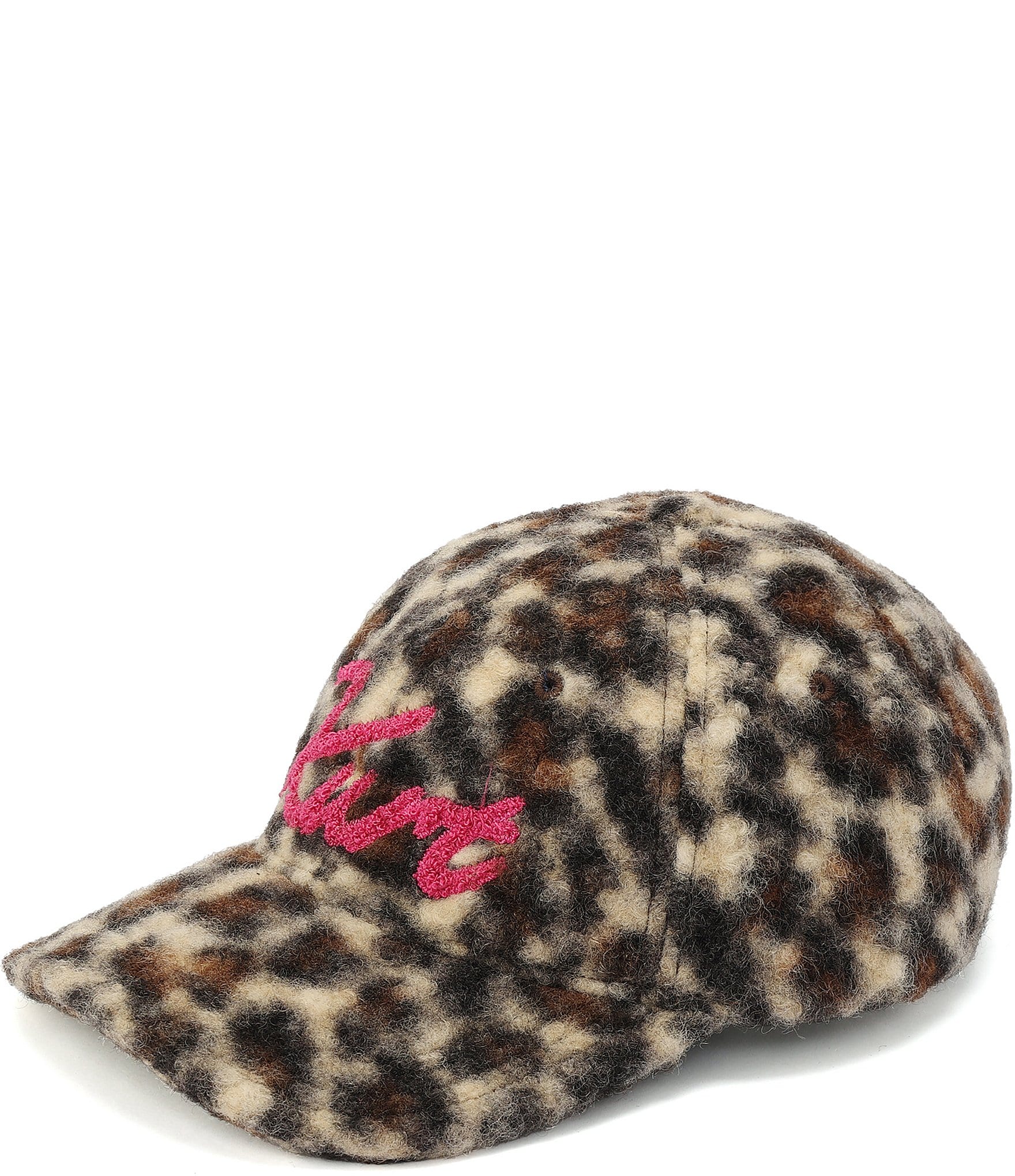 Kurt Geiger London Mink Leopard Print Faux Fur Baseball Cap