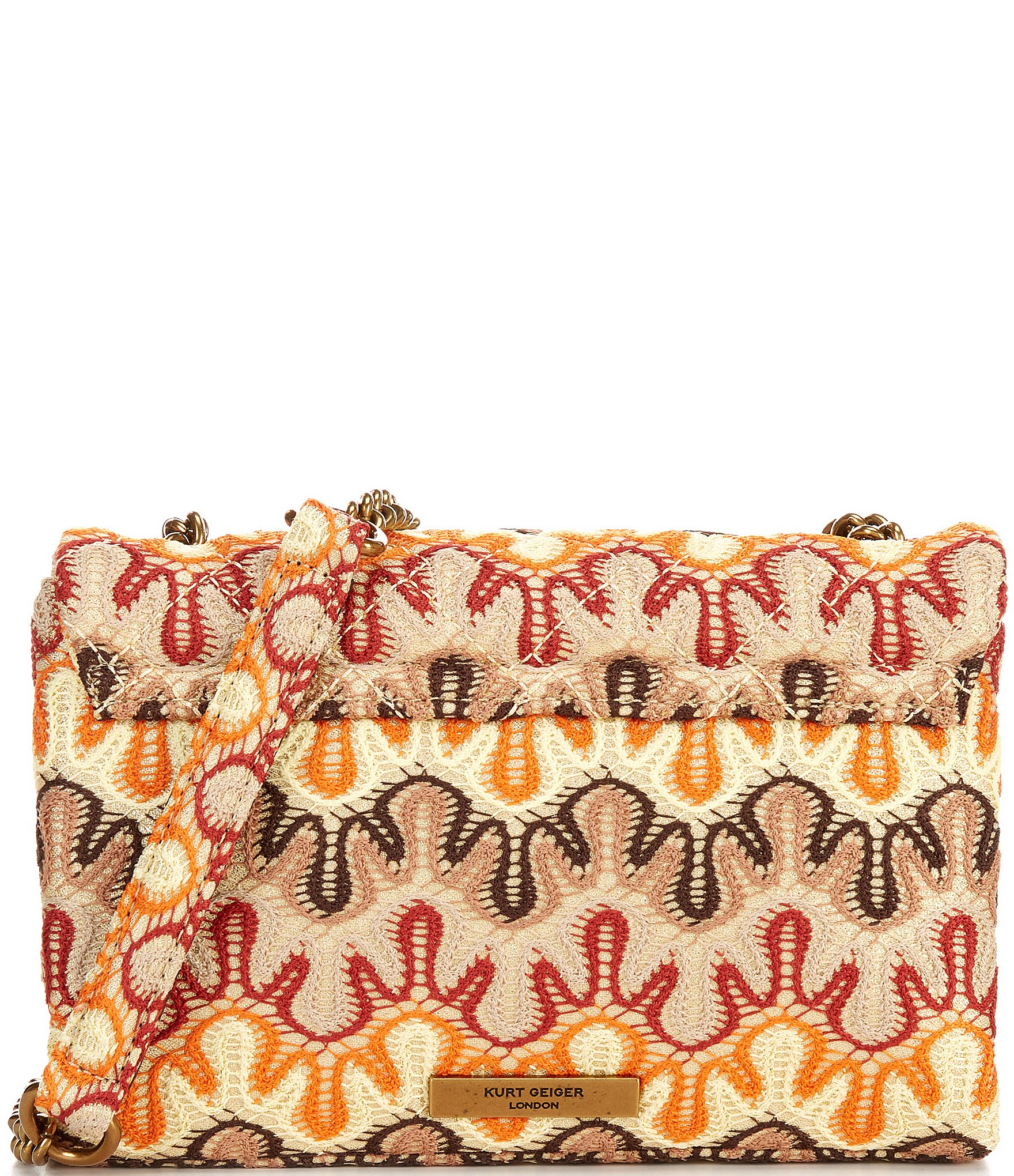 Kurt Geiger London Multi Colored Woven Medium Kensington Crossbody Bag