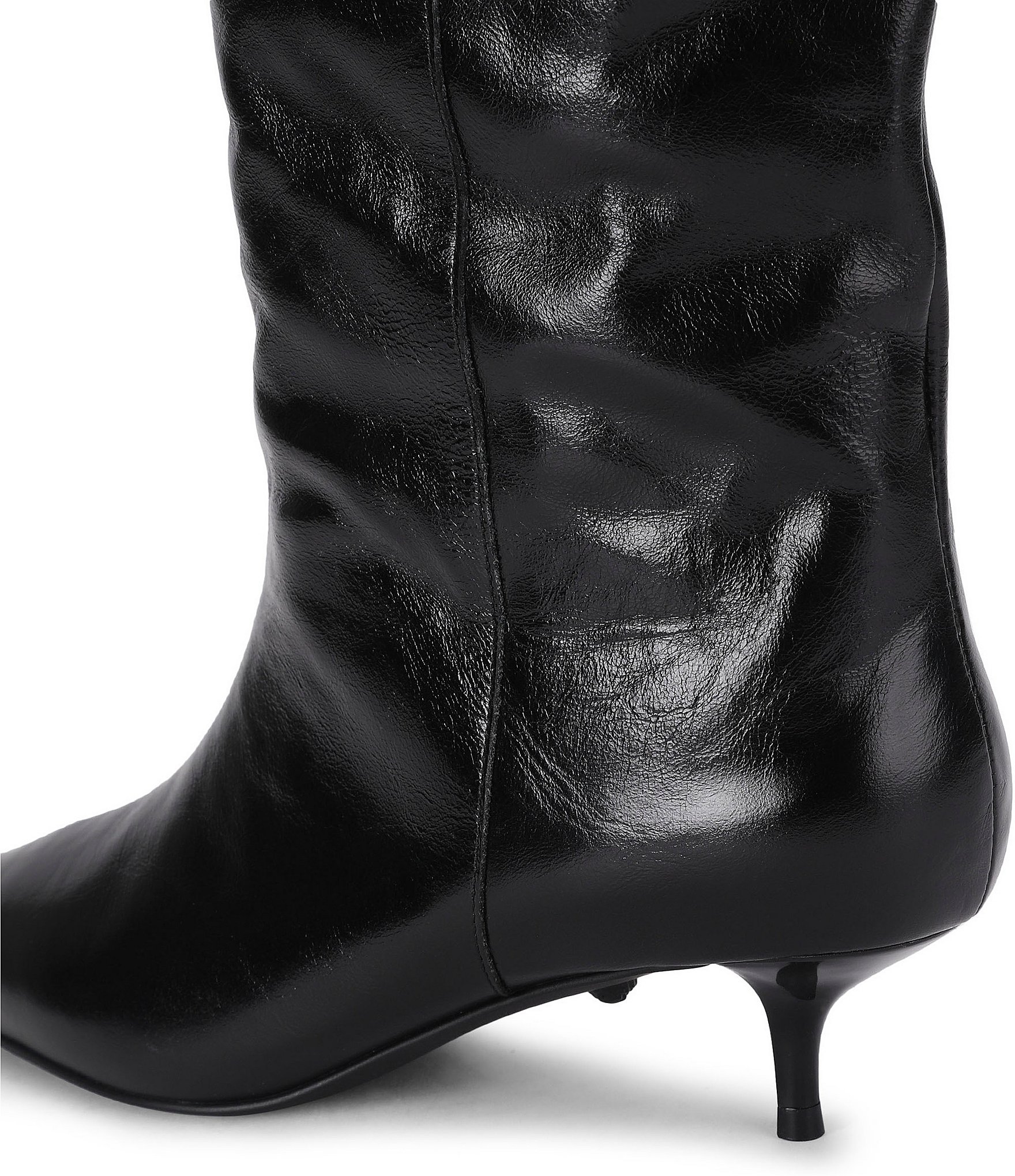 Kurt Geiger London Opera Patent Leather Buckle Kitten Heel Tall Boots